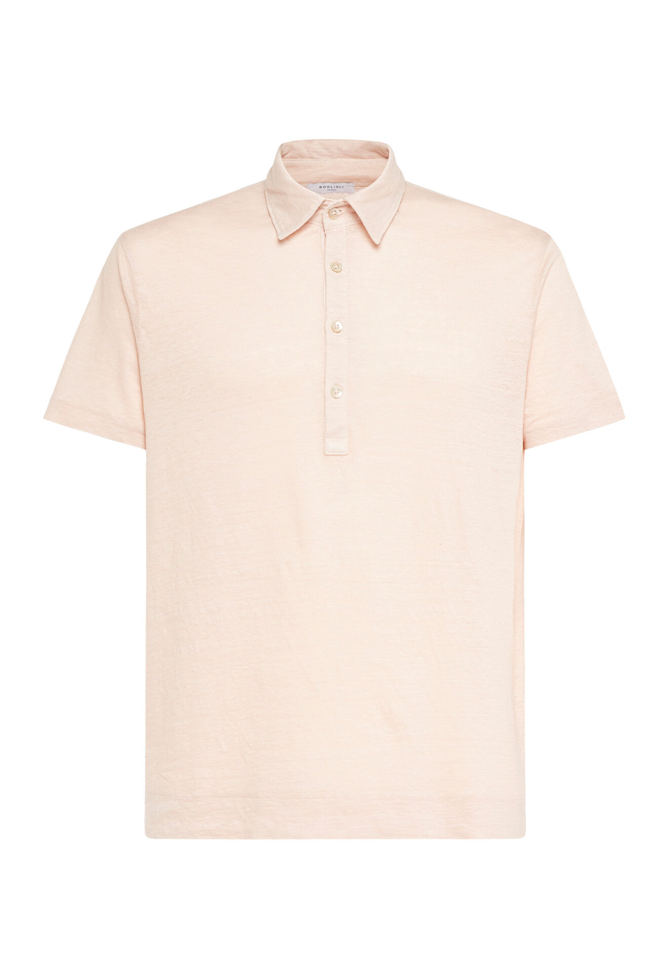 Boglioli Pink 100% linen short sleeve polo shirt Pink 91409BTC707001080908