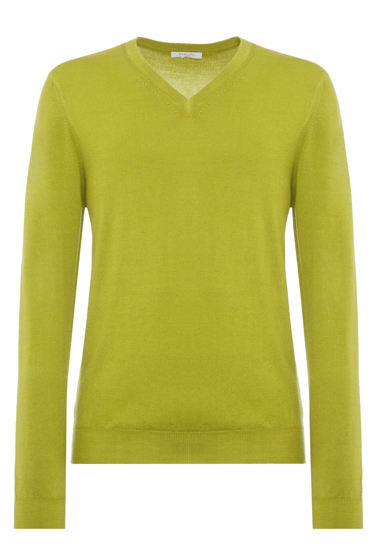 100% virgin wool V-Neck sweater in Green: Luxury Italian Knitwear |  Boglioli®