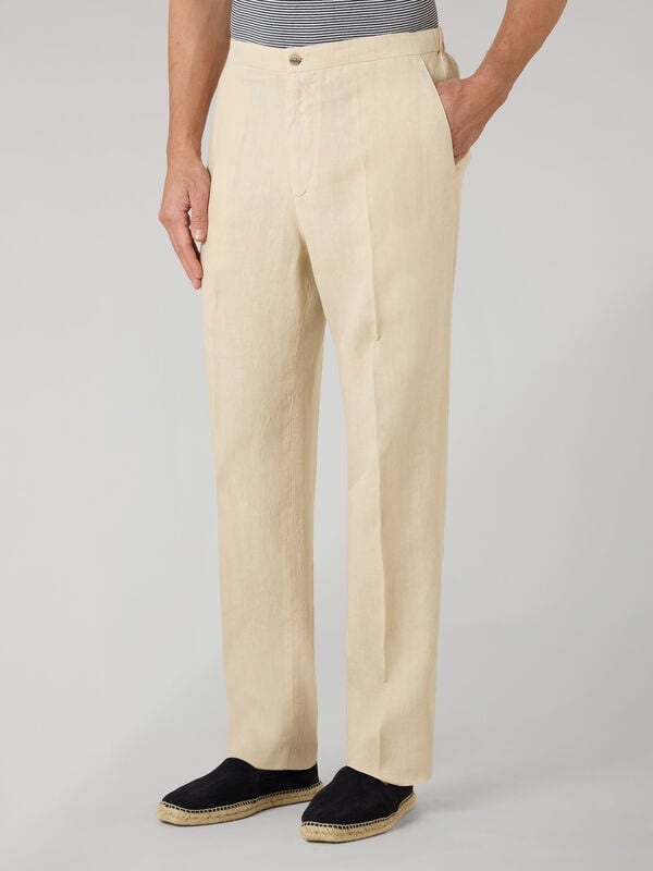 Boglioli Garment Dyed Linen Joggers Beige 80927QSA0426001086R0215