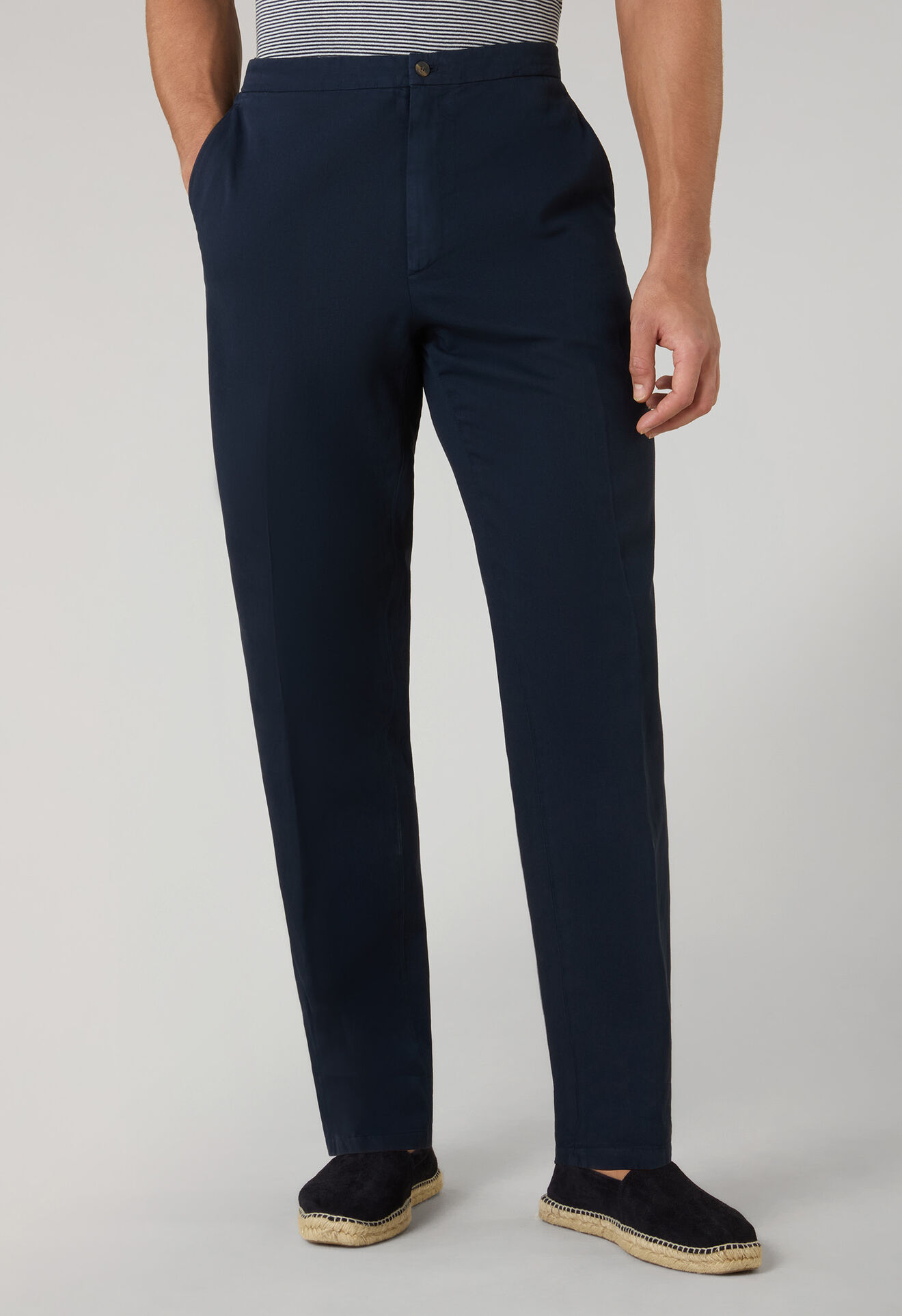 Boglioli Garment Dyed Cotton Linen gabardine Joggers Blue 80927QSB6403001086R0784