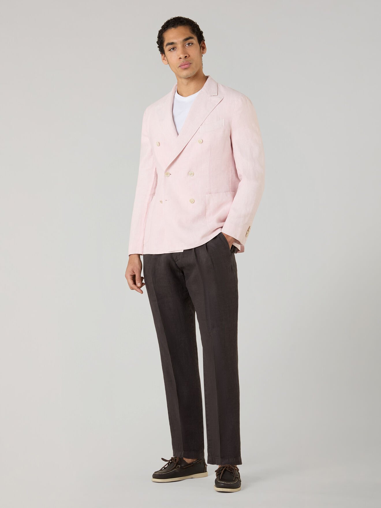 Boglioli Garment Dyed Linen double-breasted Dover Jacket Pink Pastel X4302QSA042600123R0913