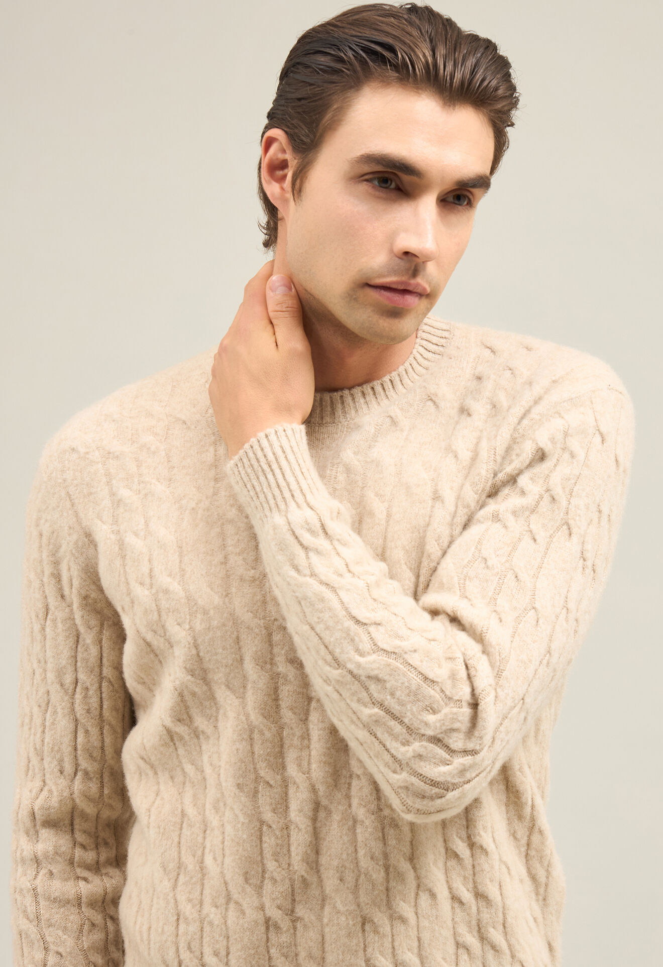 Boglioli Knitted Wool Cashmere Crewneck Beige 91566FB4803001790220
