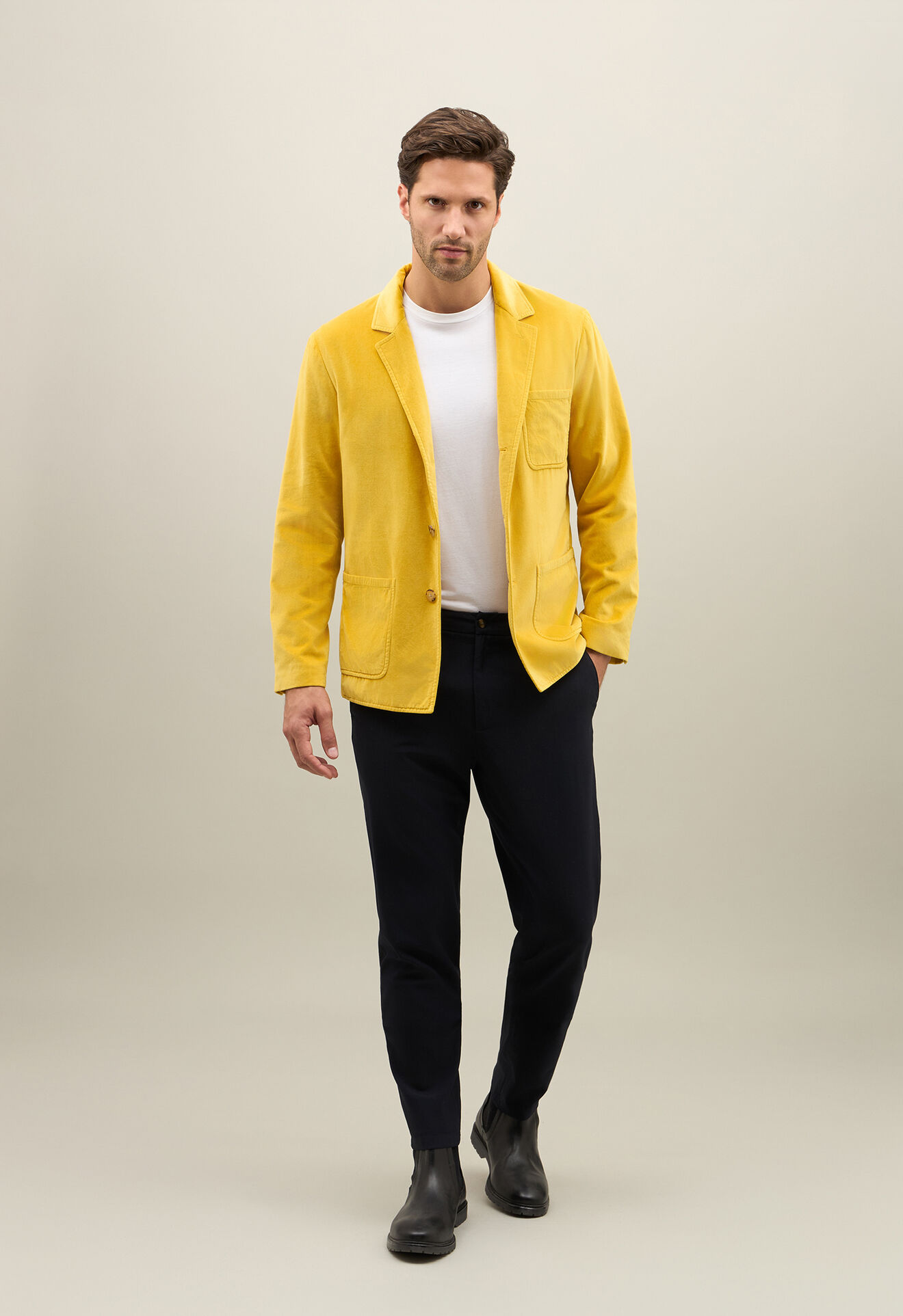 Boglioli Garment Dyed Velvet Picasso Jacket Yellow OG131QFB440700109R0352