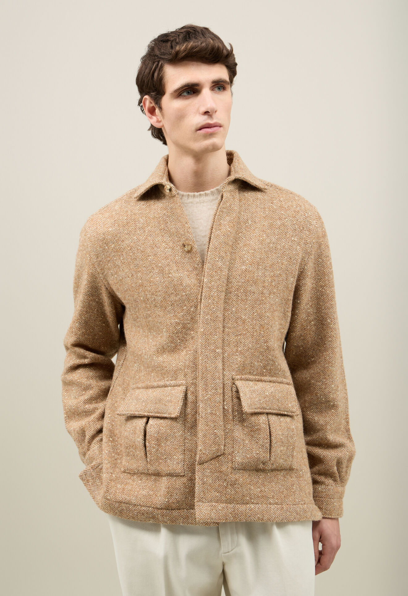 Boglioli Shetland Safari Overshirt Light brown 62100WFB5023001090330