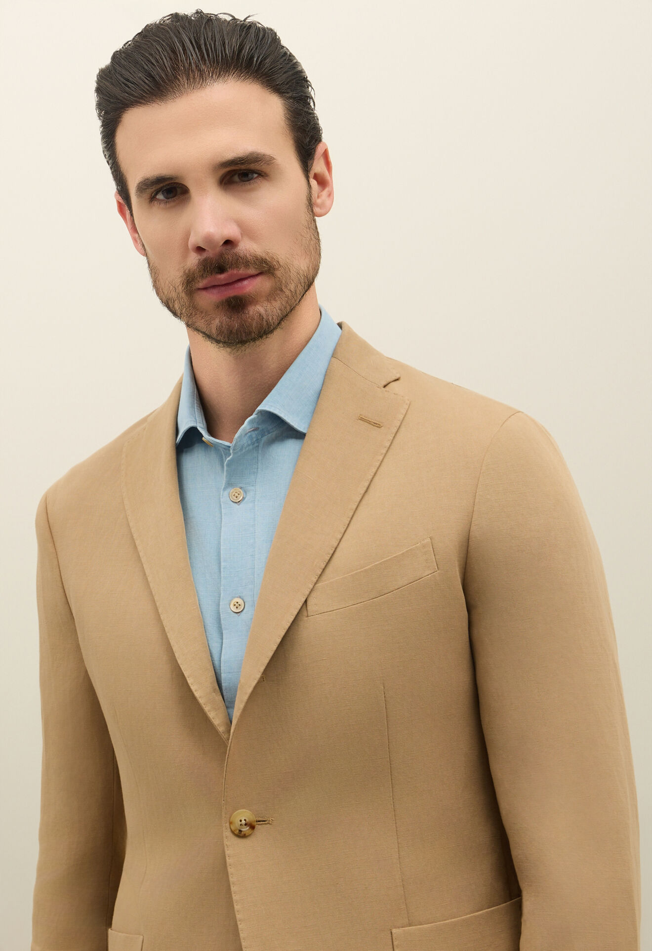 Boglioli K-Suit aus Leinen-Tencel-Satin Dunkelbeige N29H2ESB5106001506R0300