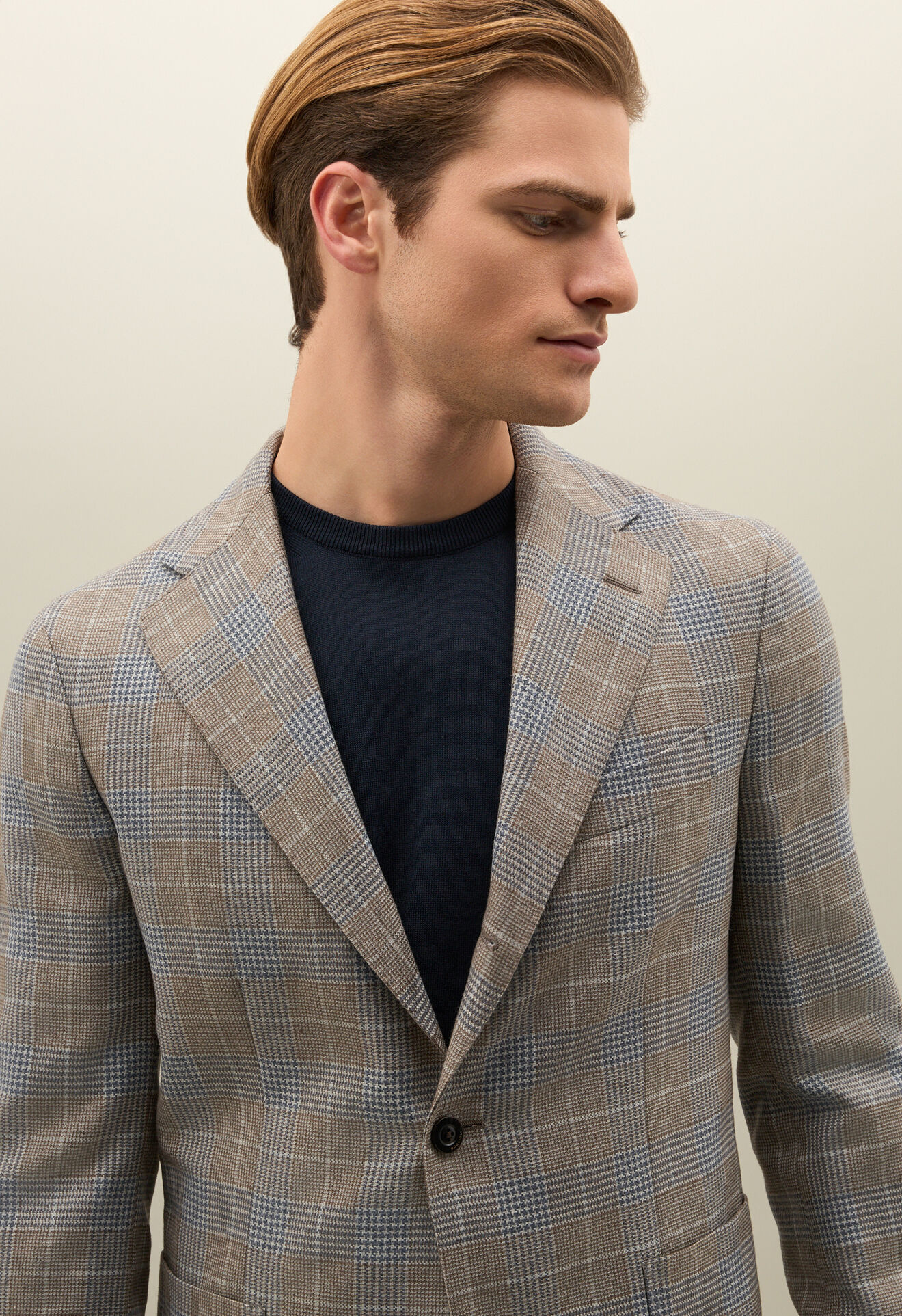 Boglioli Prince of Wales Wool Silk Dover Jacket Pattern X2902ESB502200123R0491