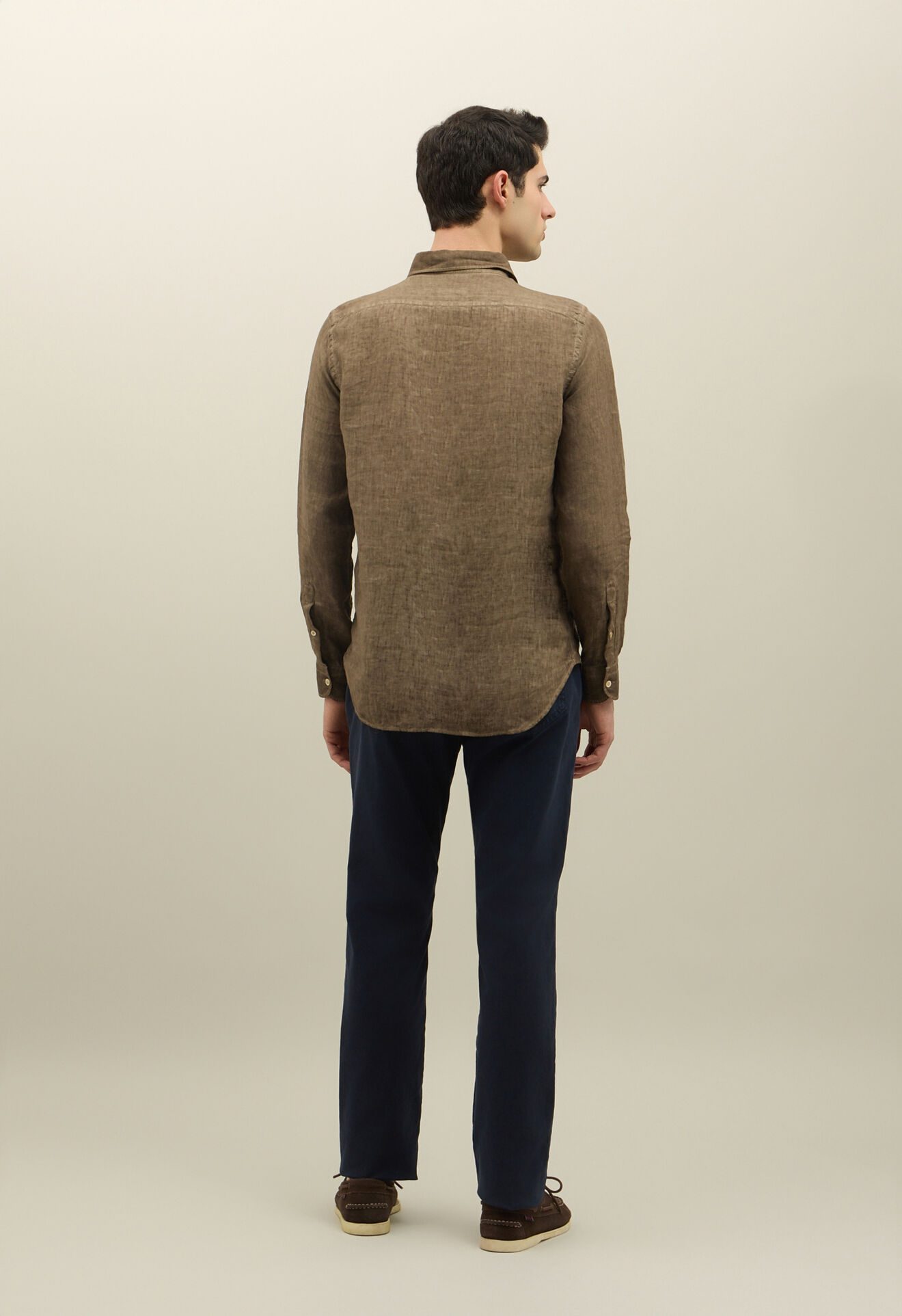 Boglioli St&uuml;ckgef&auml;rbtes Leinen-Poloshirt Gr&uuml;n - Braun 616TSB5854001080564