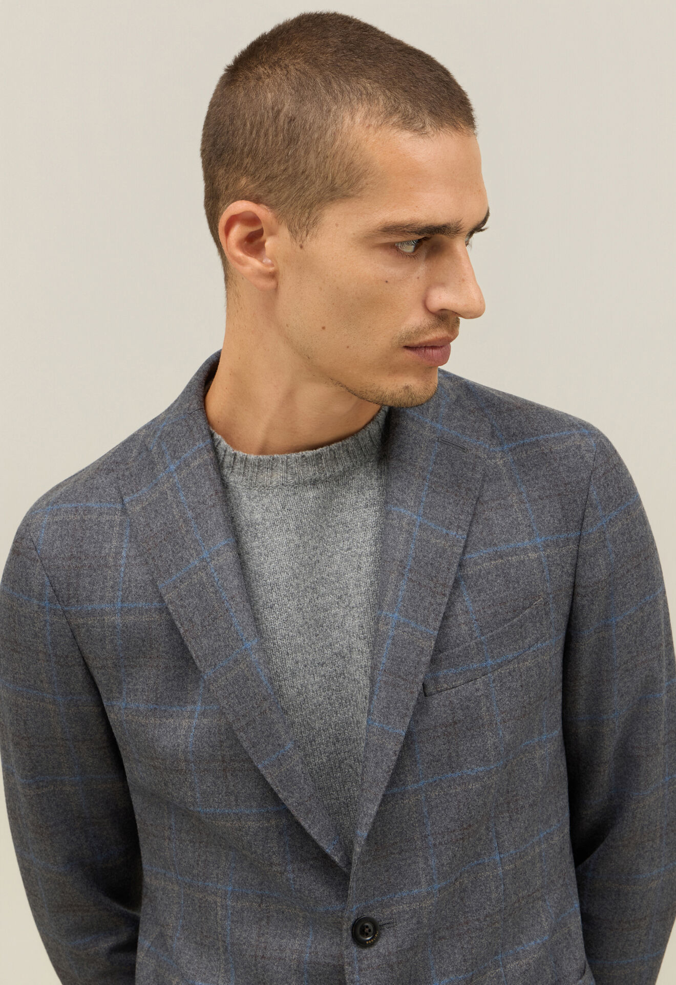 Boglioli Wool check K-Jacket Grey N1302EFB502700150R0870