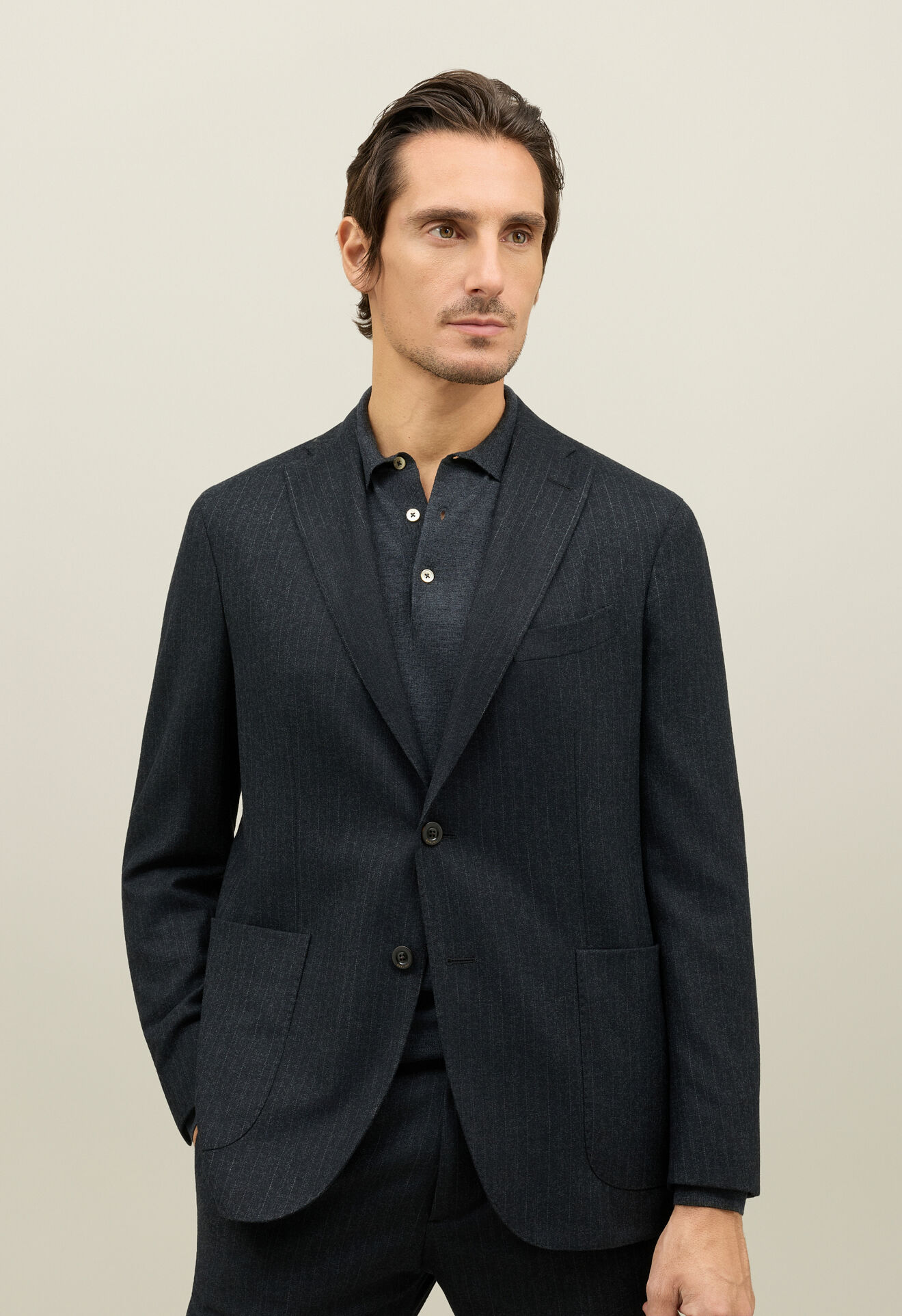 Boglioli Pinstripe Flannel K-Suit Dark Grey N13H2EFB5105001506R0880