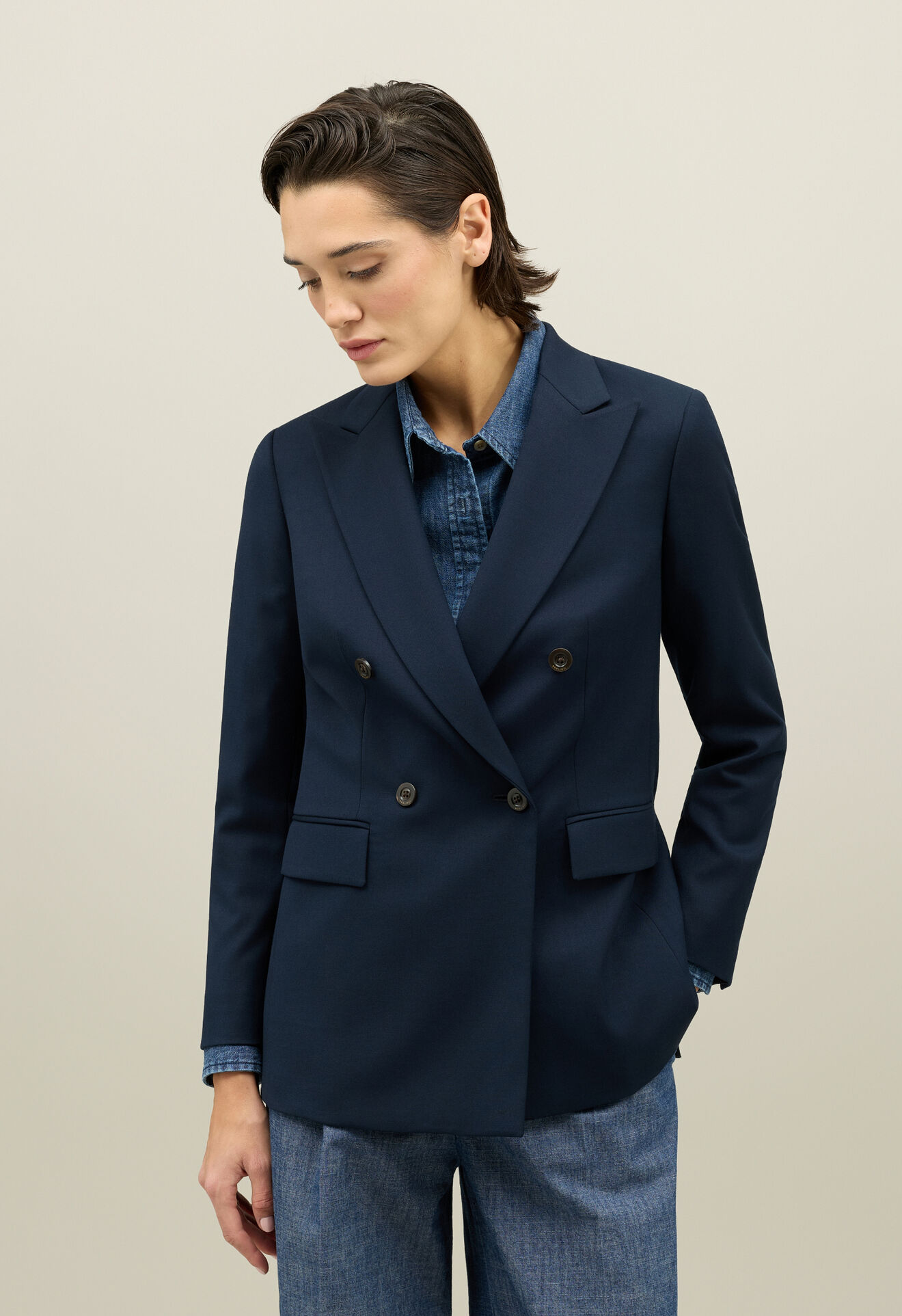 Boglioli Stretch gabardine Bianca Blazer Blue ZD0340FB4938002D60790