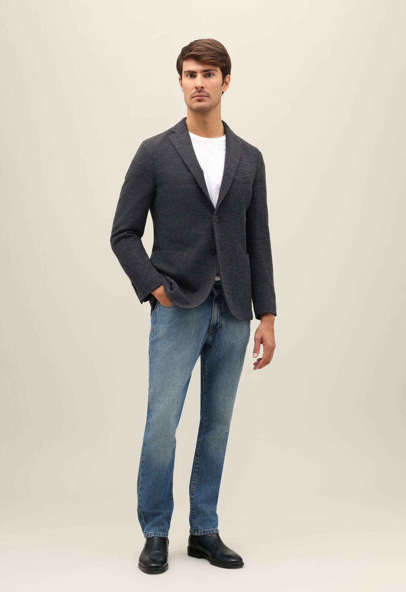 Knitted Jersey K-Jacket in Grey: Luxury Italian Jackets for Men  