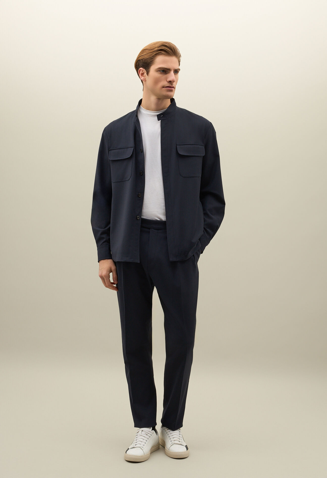 Boglioli Guru-Overshirt aus Stretch-Woll-Canvas Blau 618000SB5109001090780