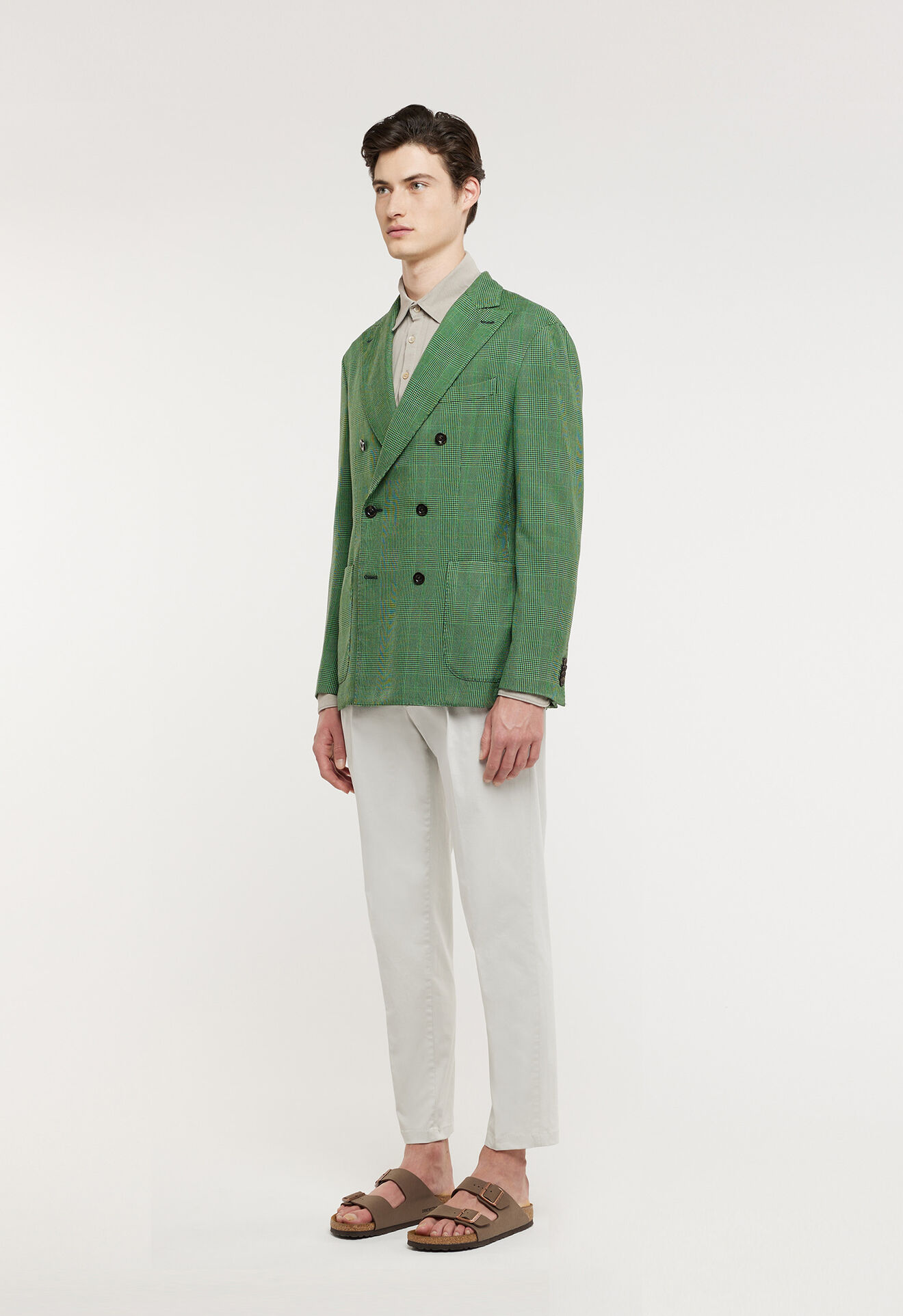 Boglioli Giacca K-Jacket in 100% seta principe di Galles Verde e Nero Verde N4302JSB344600150R0556