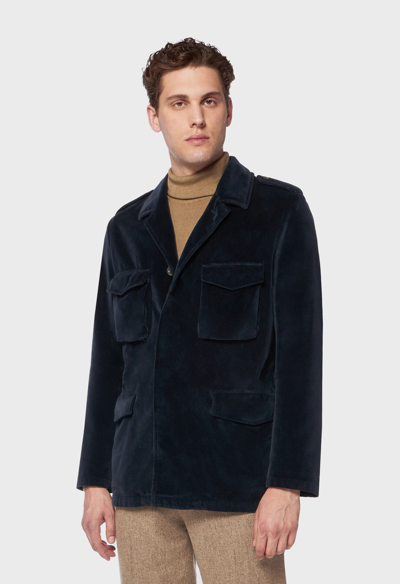 Pure cotton Field jacket in Dark blue: Luxury Italian Outerwear | Boglioli®
