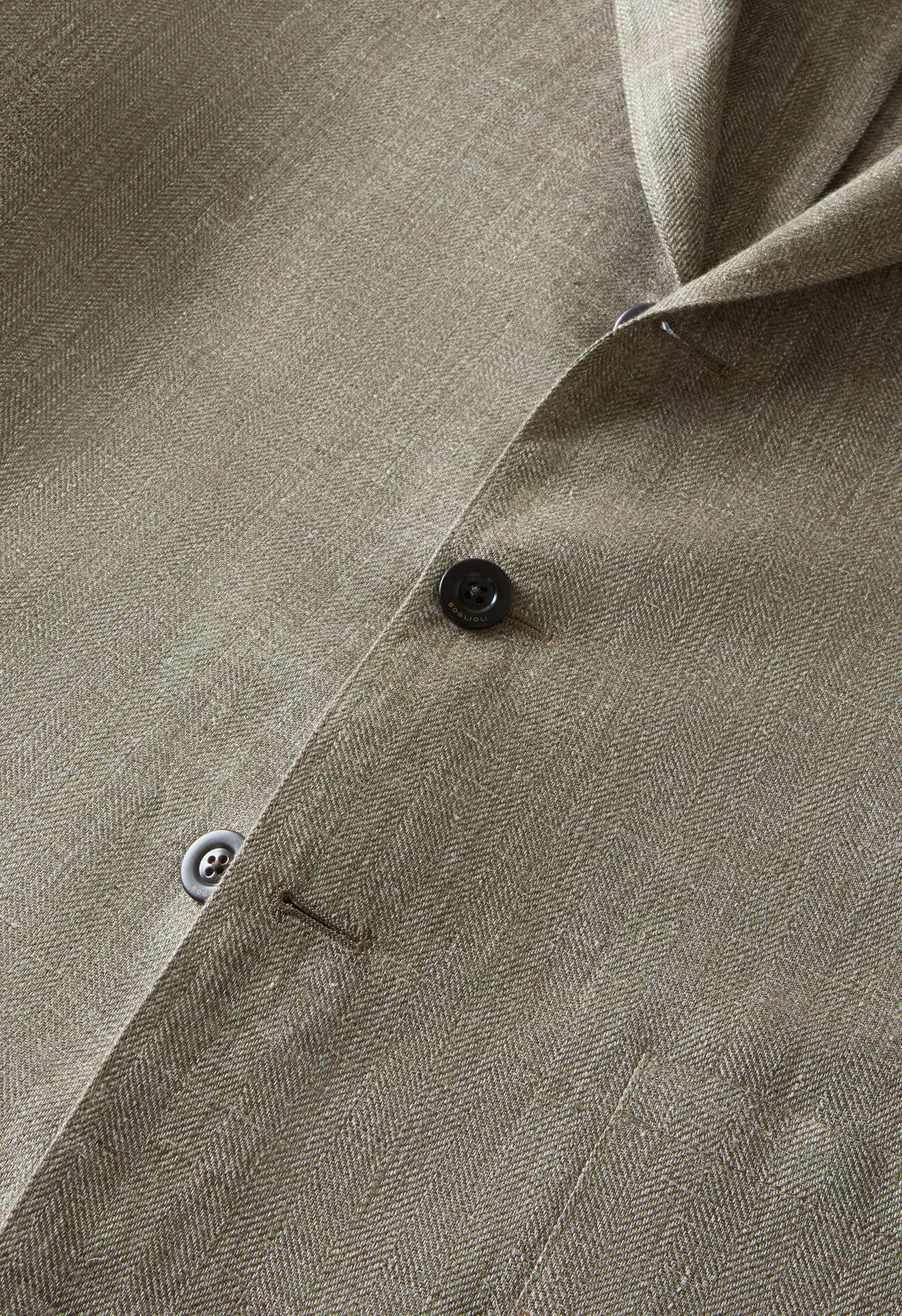 Boglioli Linen Herringbone Khaki Jacket Light Green 63601ESB600800109R0540