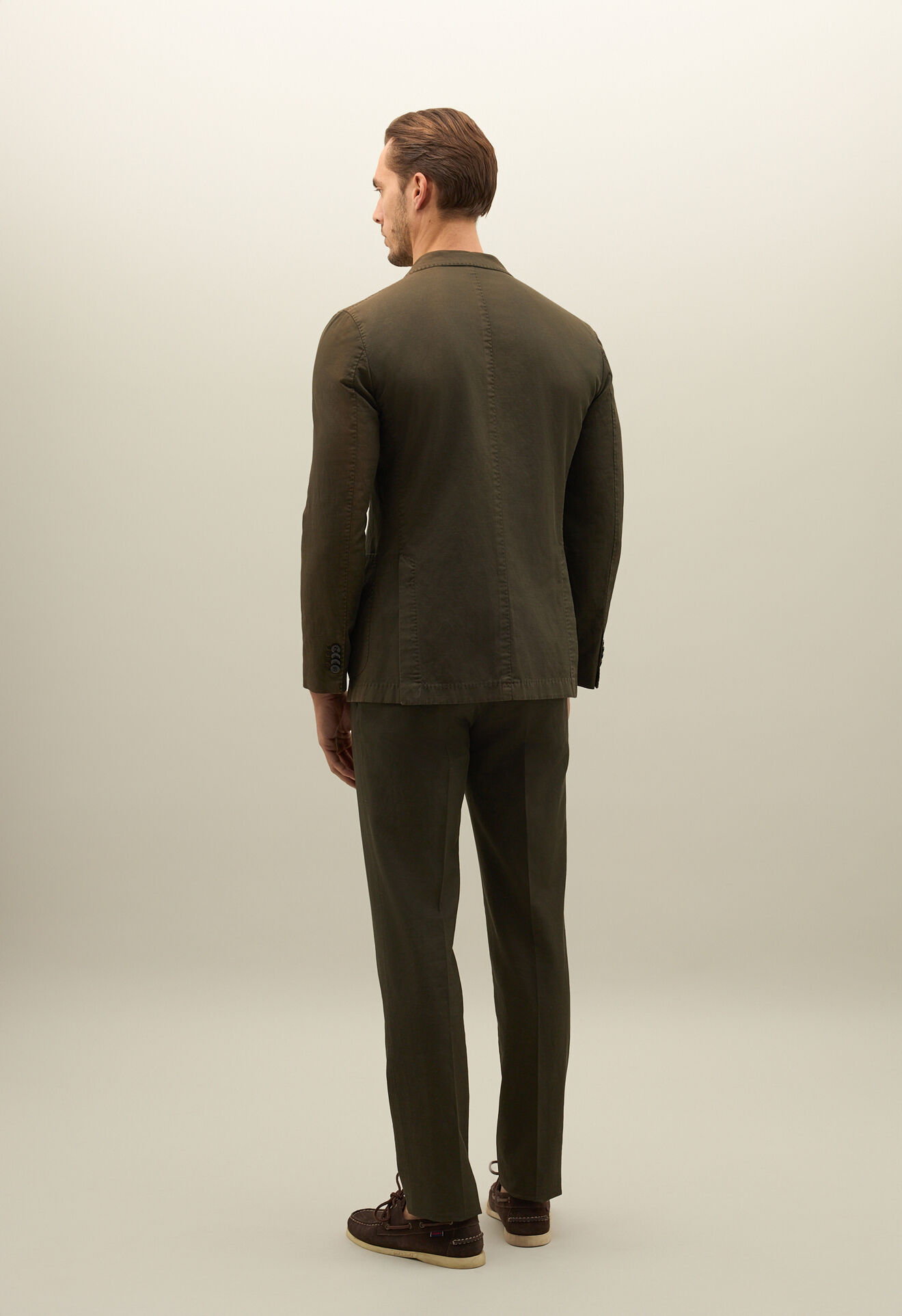 Boglioli Costume K-Suit croisé en twill de coton et lin Vert foncé N43H2QSB5427001506R0585