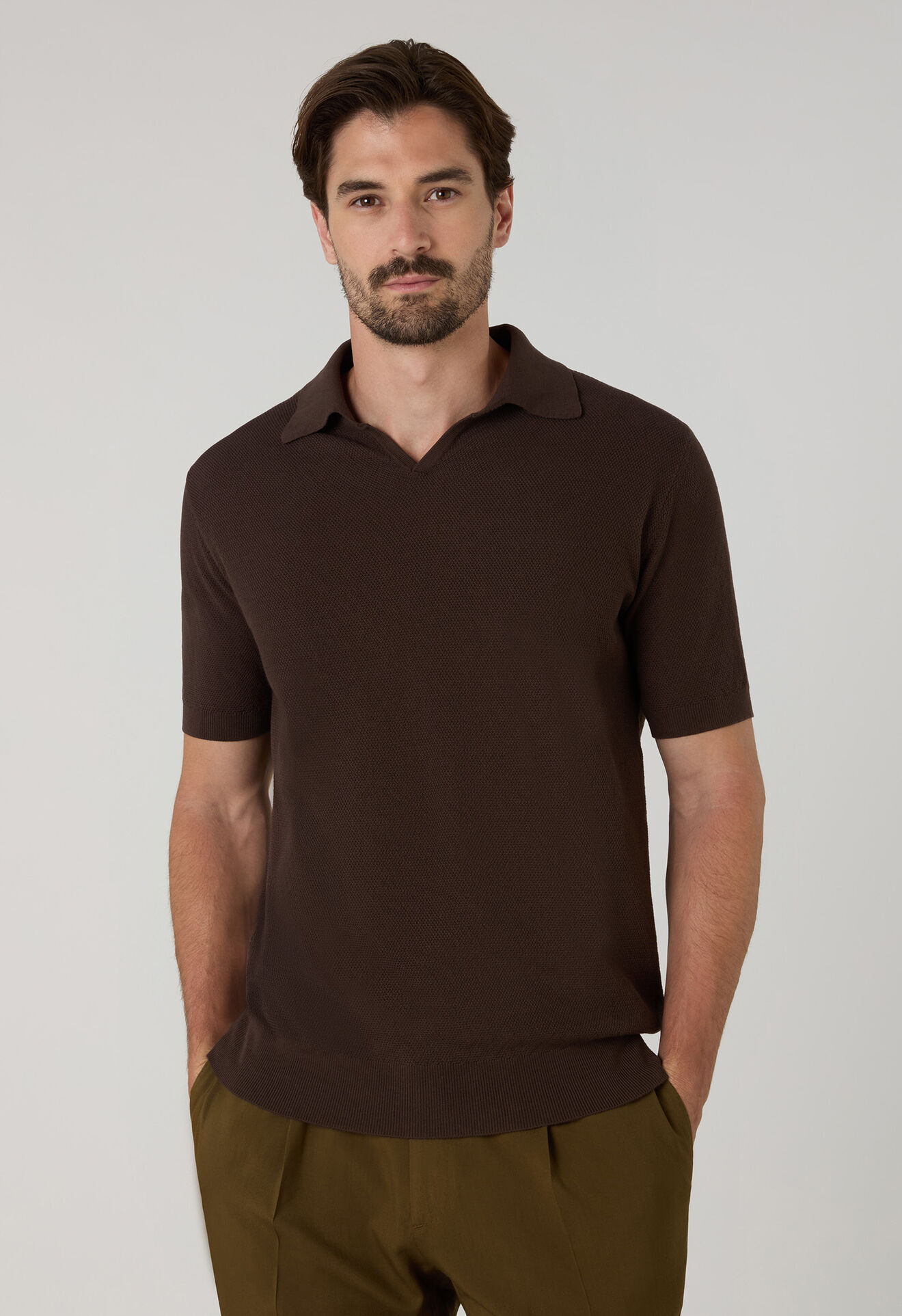 Boglioli Garment Dyed Cotton Piqu&eacute; short-sleeve Polo Brown 91571TSB4801001080480