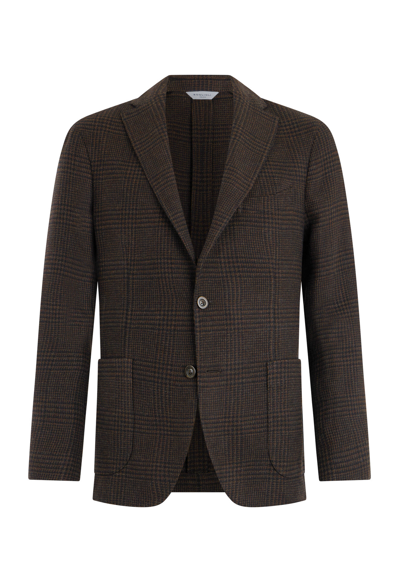 Boglioli K-Jacket Principe di Galles in misto lana e cashmere Marrone N1302EFB500700150R0480