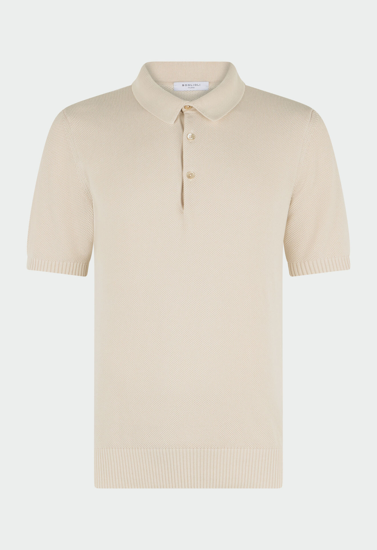 Boglioli Honeycomb Cotton short-sleeve Polo White 91554TSB4801001080215