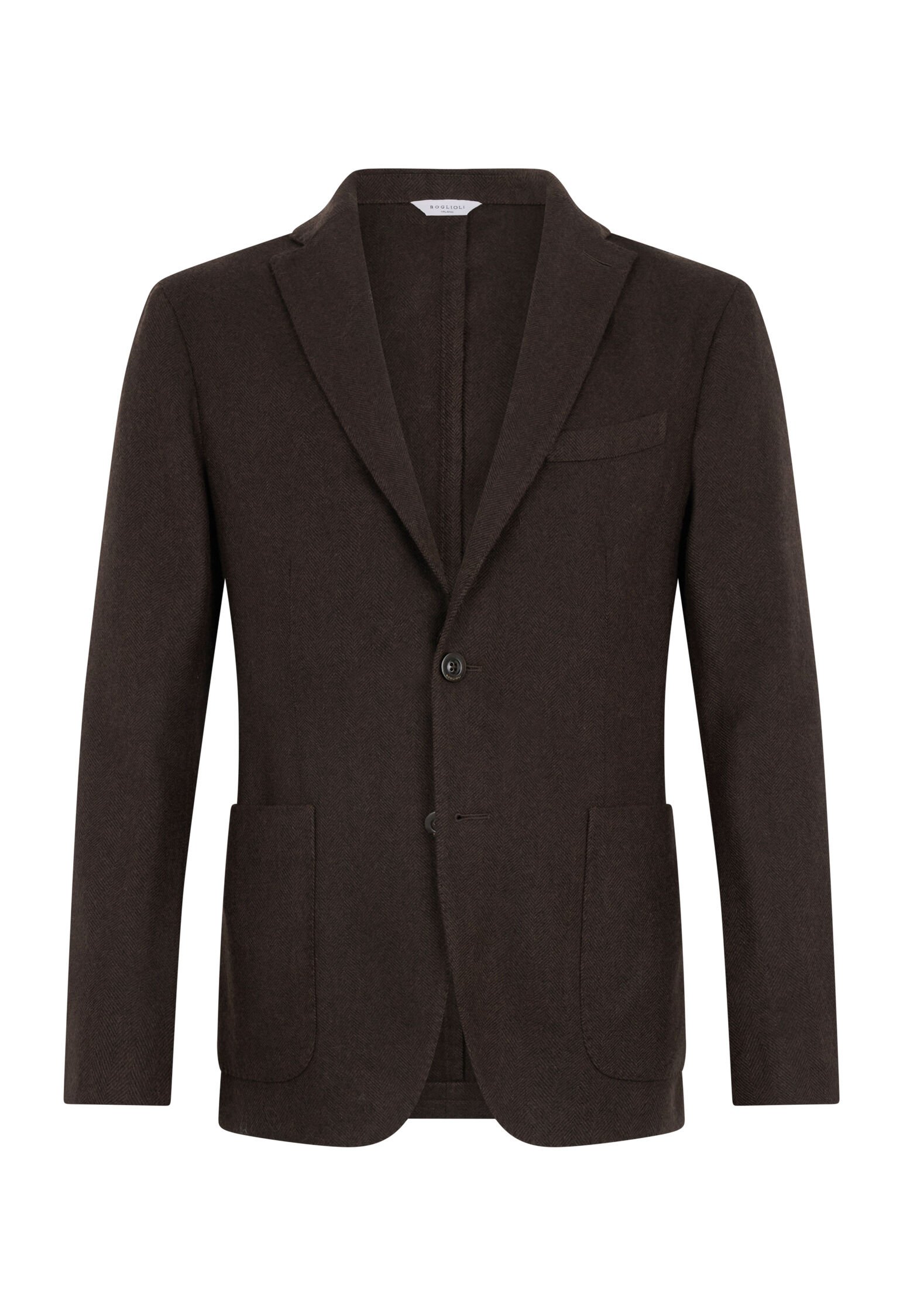 <極美品>BOGLIOLI K.JACKET ブラウン ウール ジャケット 44 Garment Dyed Wool Herringbone K-Jacket in Brown: Luxury Italian
