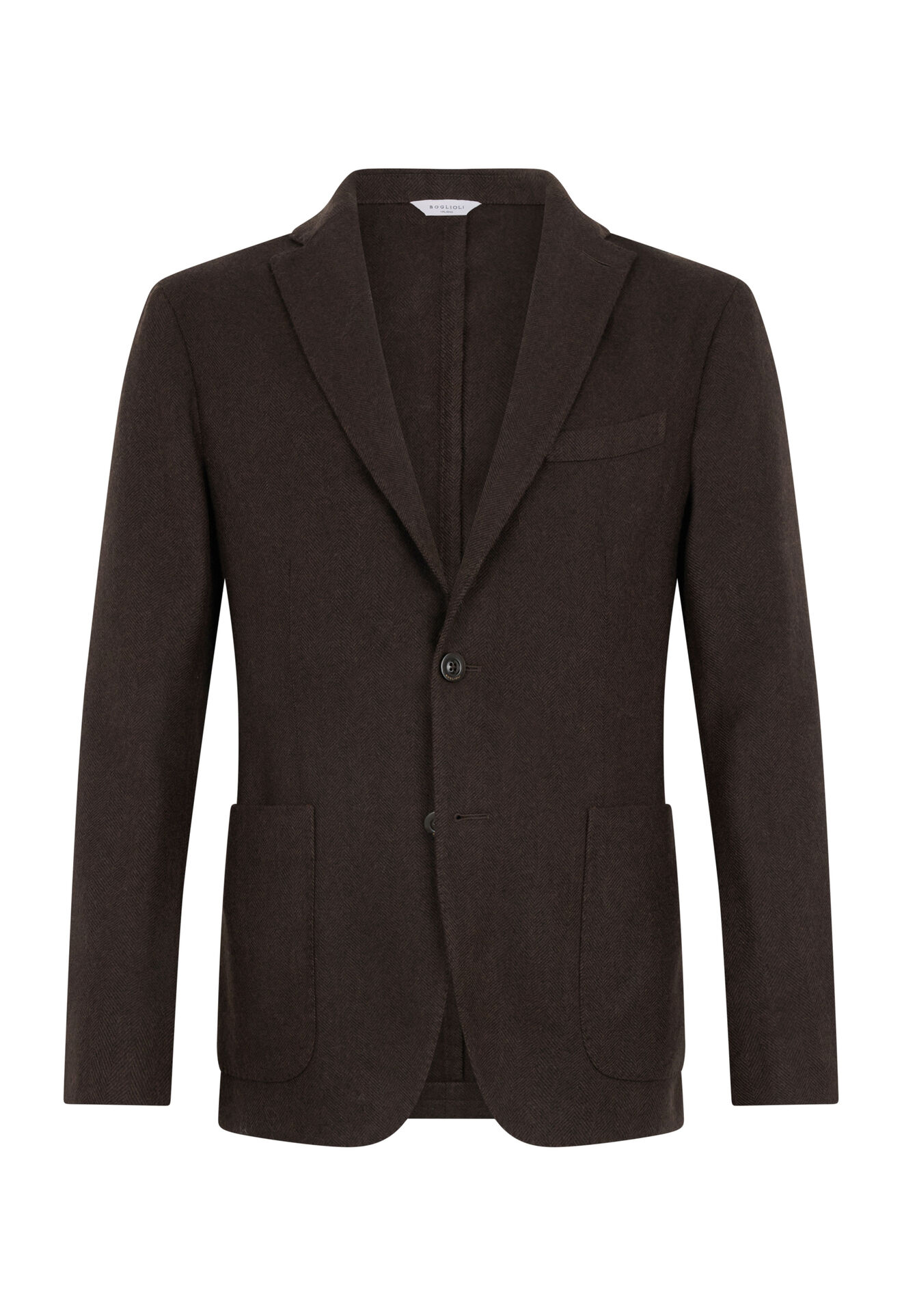 Boglioli Garment Dyed Wool Herringbone K-Jacket Brown N1302JFB340100150R0471