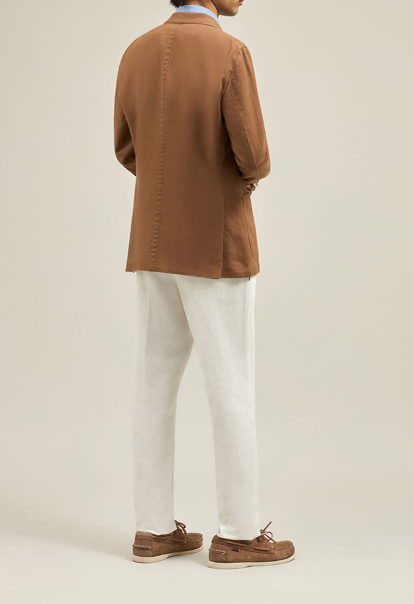 Boglioli Zweireihige K-Jacket aus irischem Leinen Braun N4302EWBVC10000150R0440