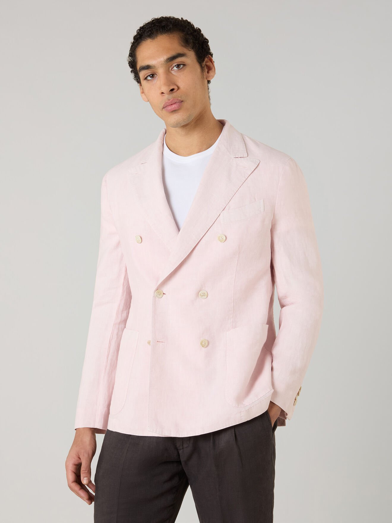 Boglioli Garment Dyed Linen double-breasted Dover Jacket Pink Pastel X4302QSA042600123R0913
