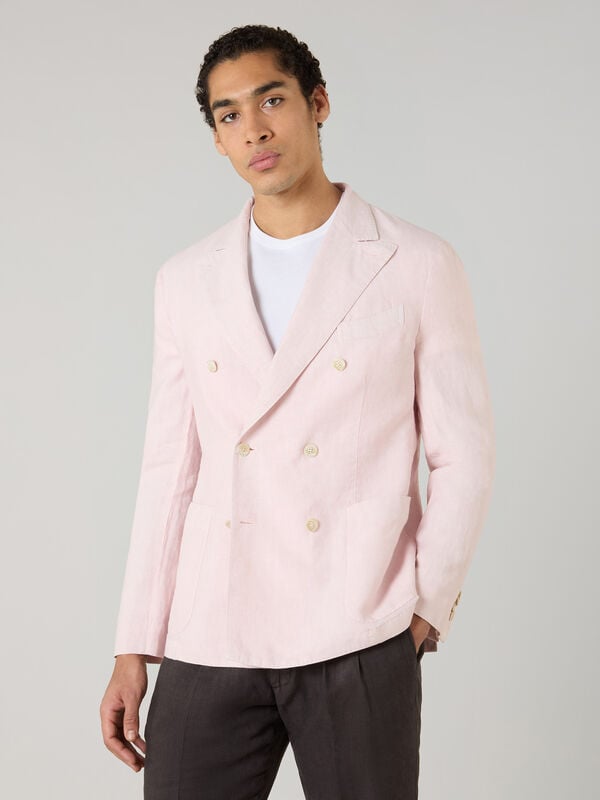 Boglioli Garment Dyed Linen double-breasted Dover Jacket Pink Pastel X4302QSA042600123R0913