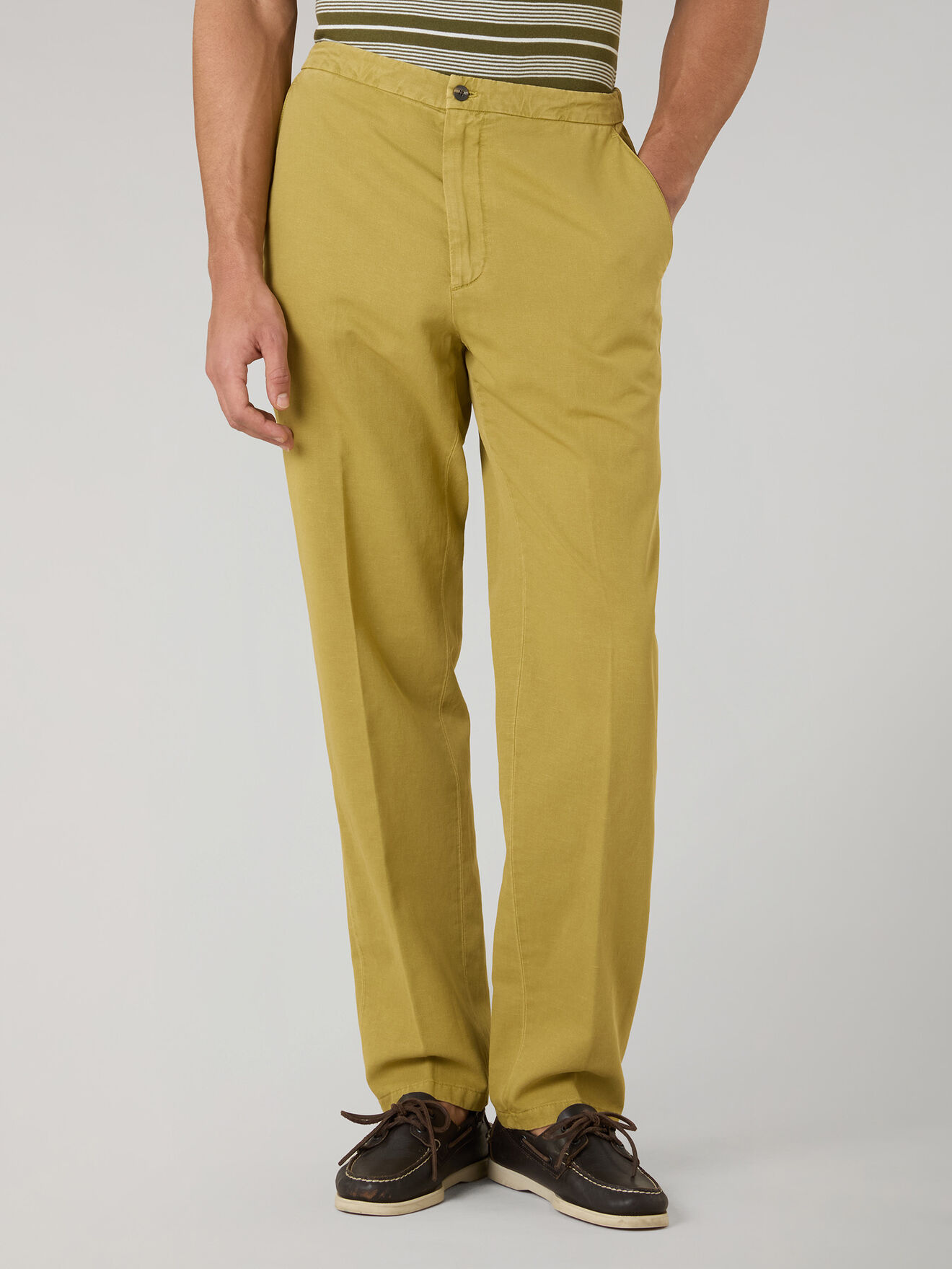 Boglioli Garment Dyed Cotton Linen gabardine Joggers Light Khaki 80927QSB6403001086R0511