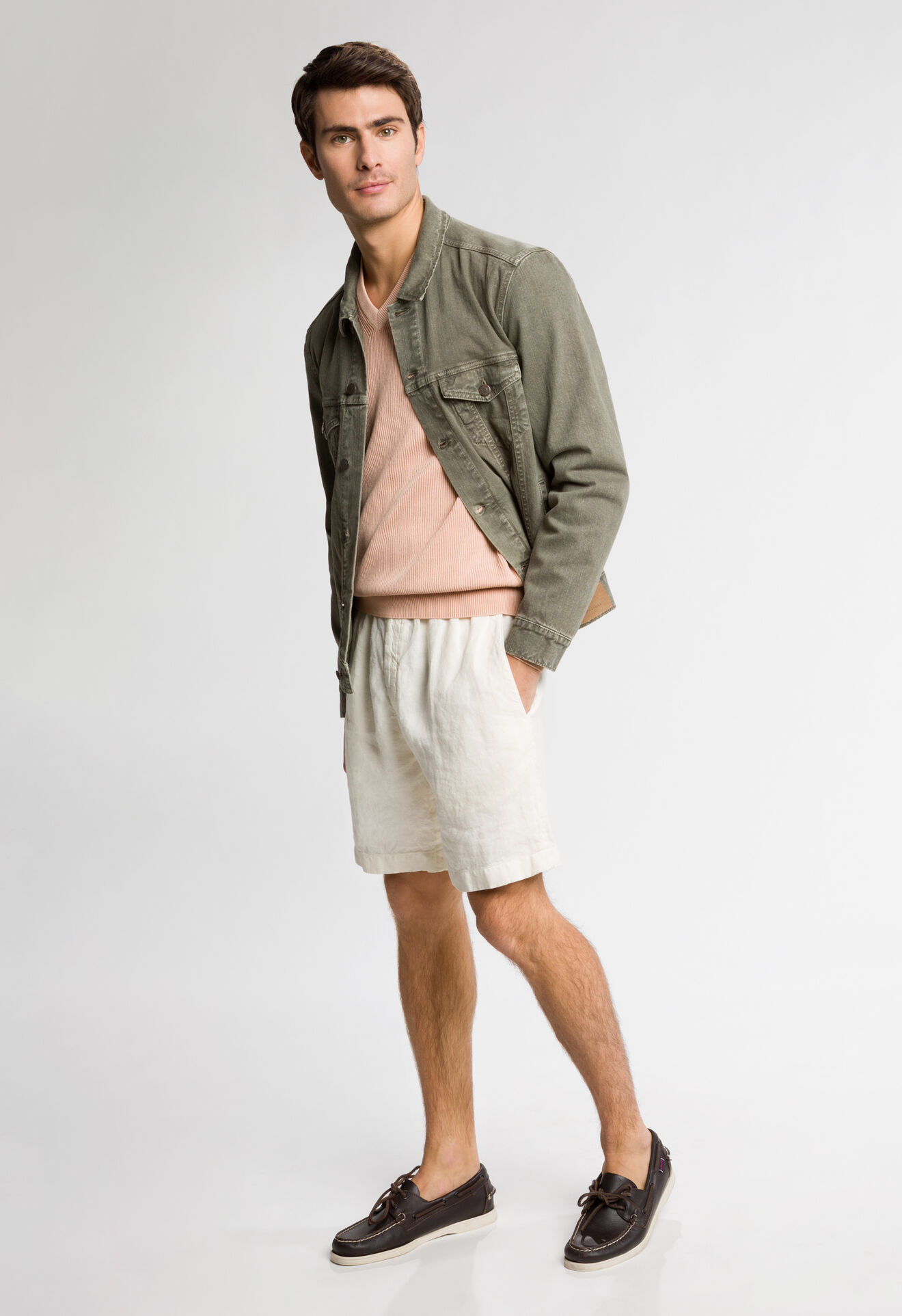 Boglioli Lime white 100% linen Bermuda joggers Lime white color 80906TBLC426001080111