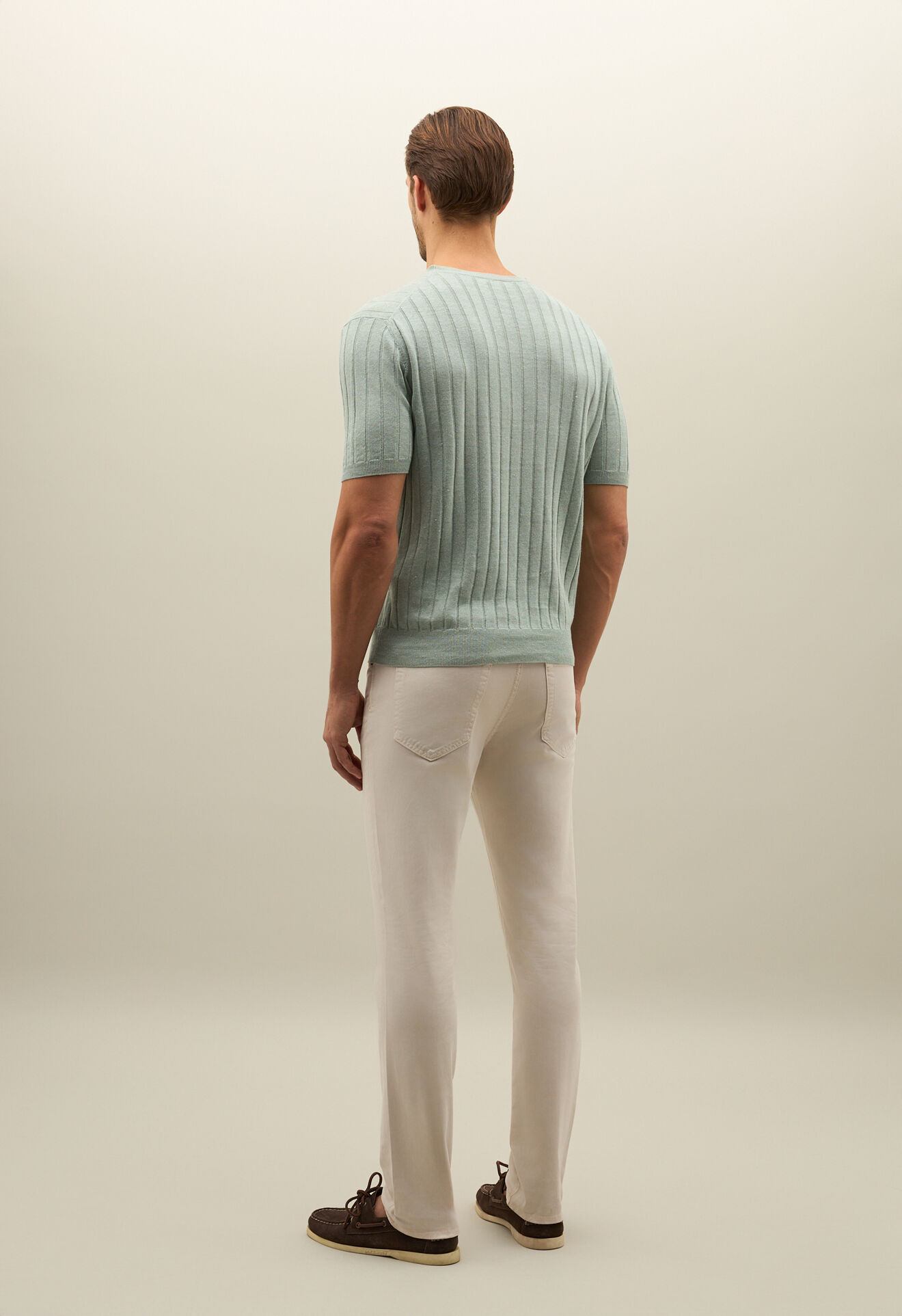 Boglioli Flachripp-T-Shirt aus Leinen Mintgr&uuml;n 91555SB5808001080530