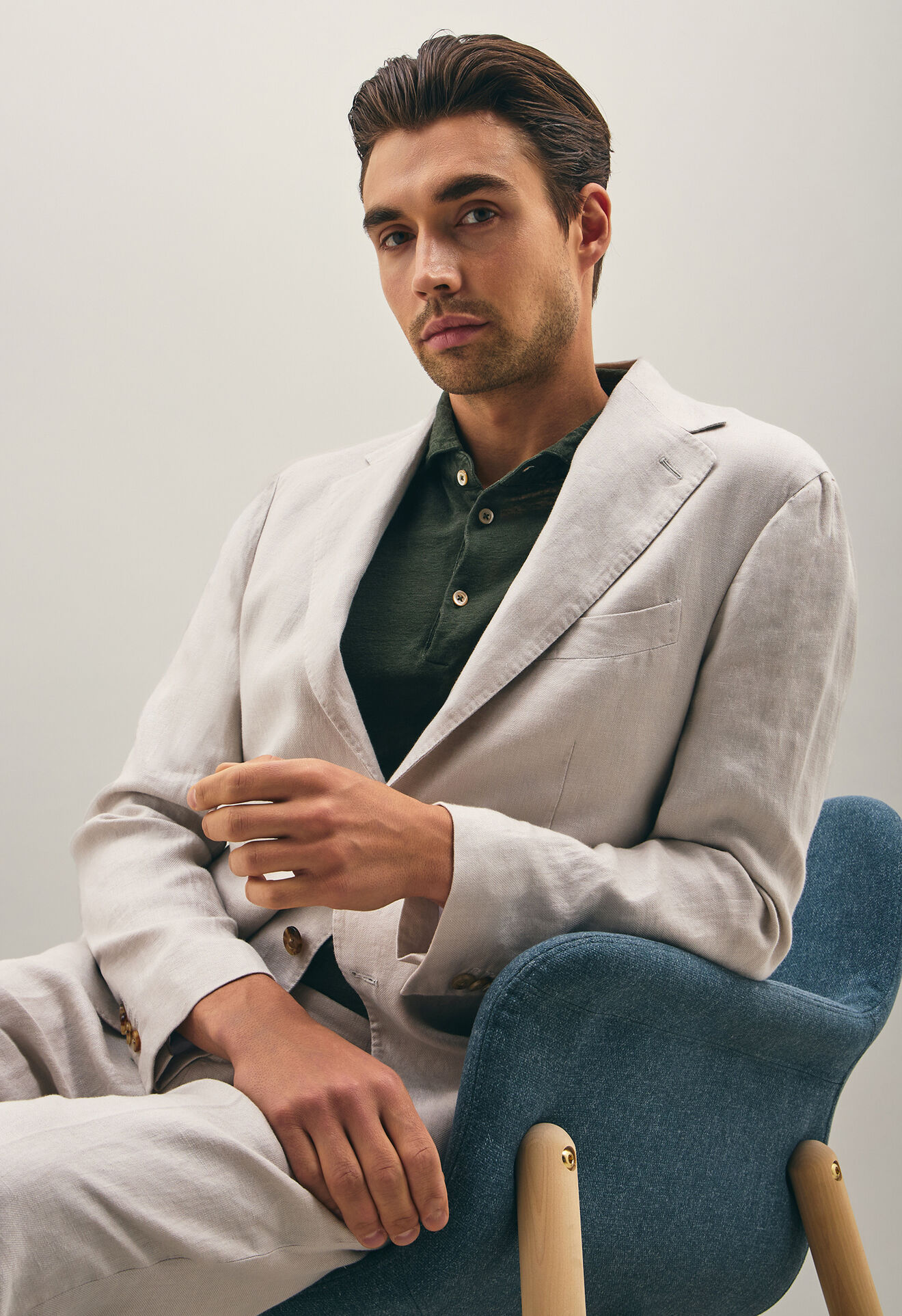 Boglioli Dover-Anzug aus Leinen-Twill Kreideweiß X2282EWSB4114001236R0810