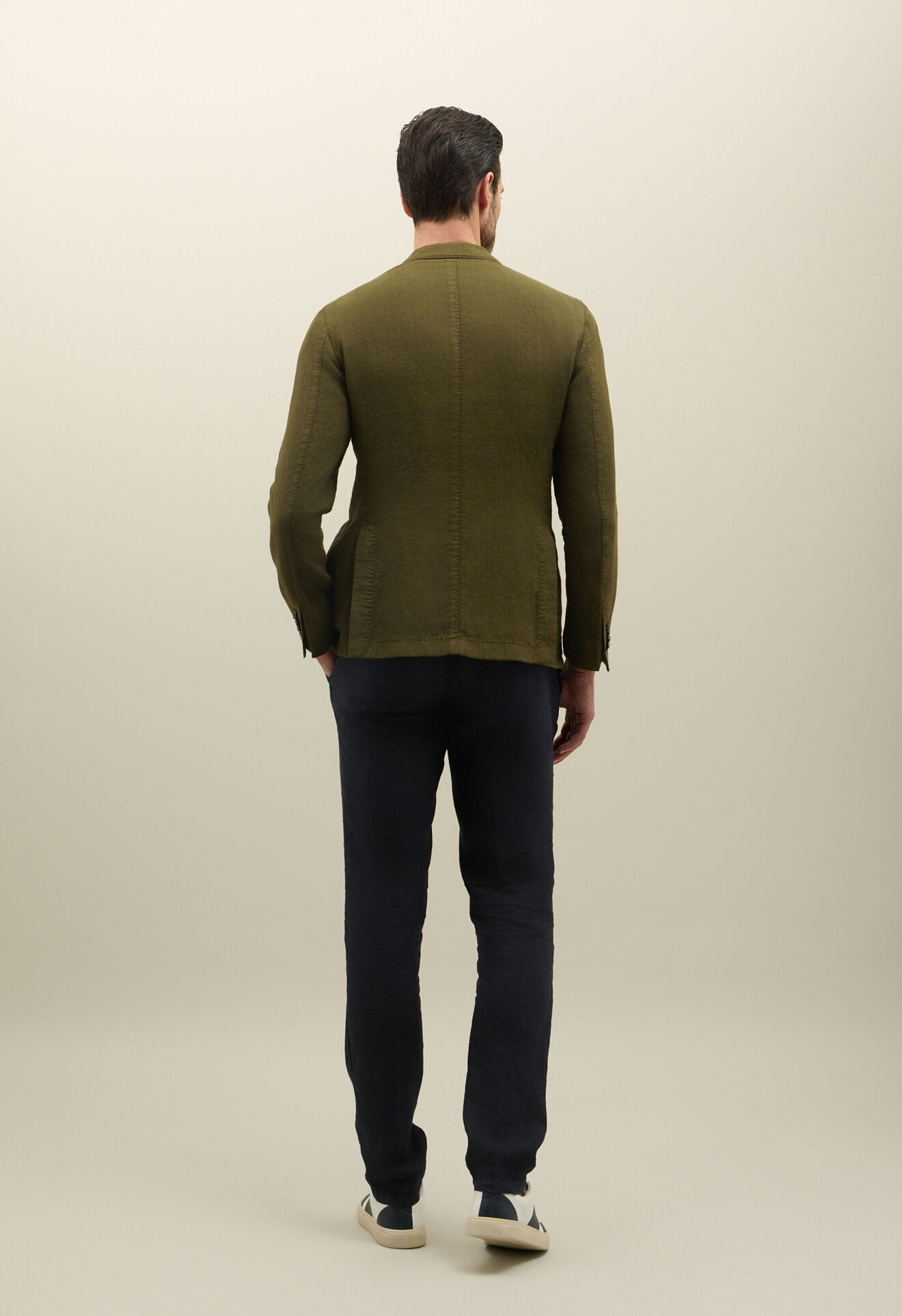 Boglioli Zweireihiges Dover-Sakko aus st&uuml;ckgef&auml;rbtem Leinen Gr&uuml;n X4302QSA042600123R0570