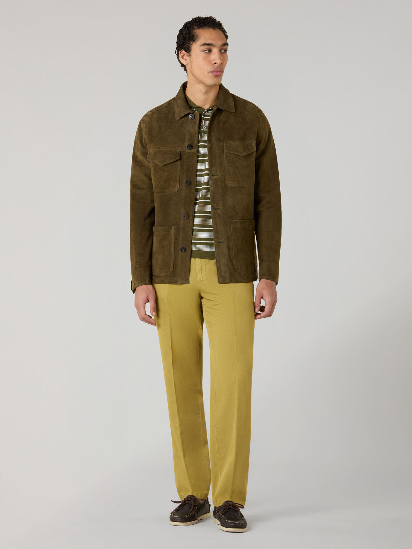 Boglioli Suede Workwear Jacket Dark Khaki OCP509SB5901001800560