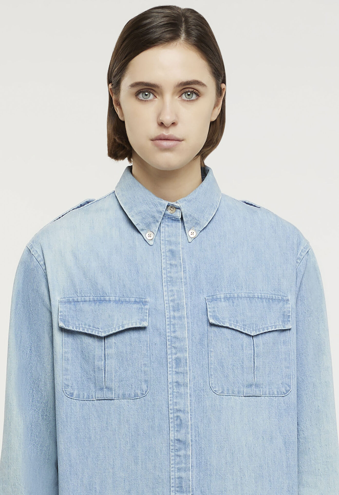 Boglioli Woman light sky blue 100% cotton military shirt Sky blue 55038LFB2865002150630