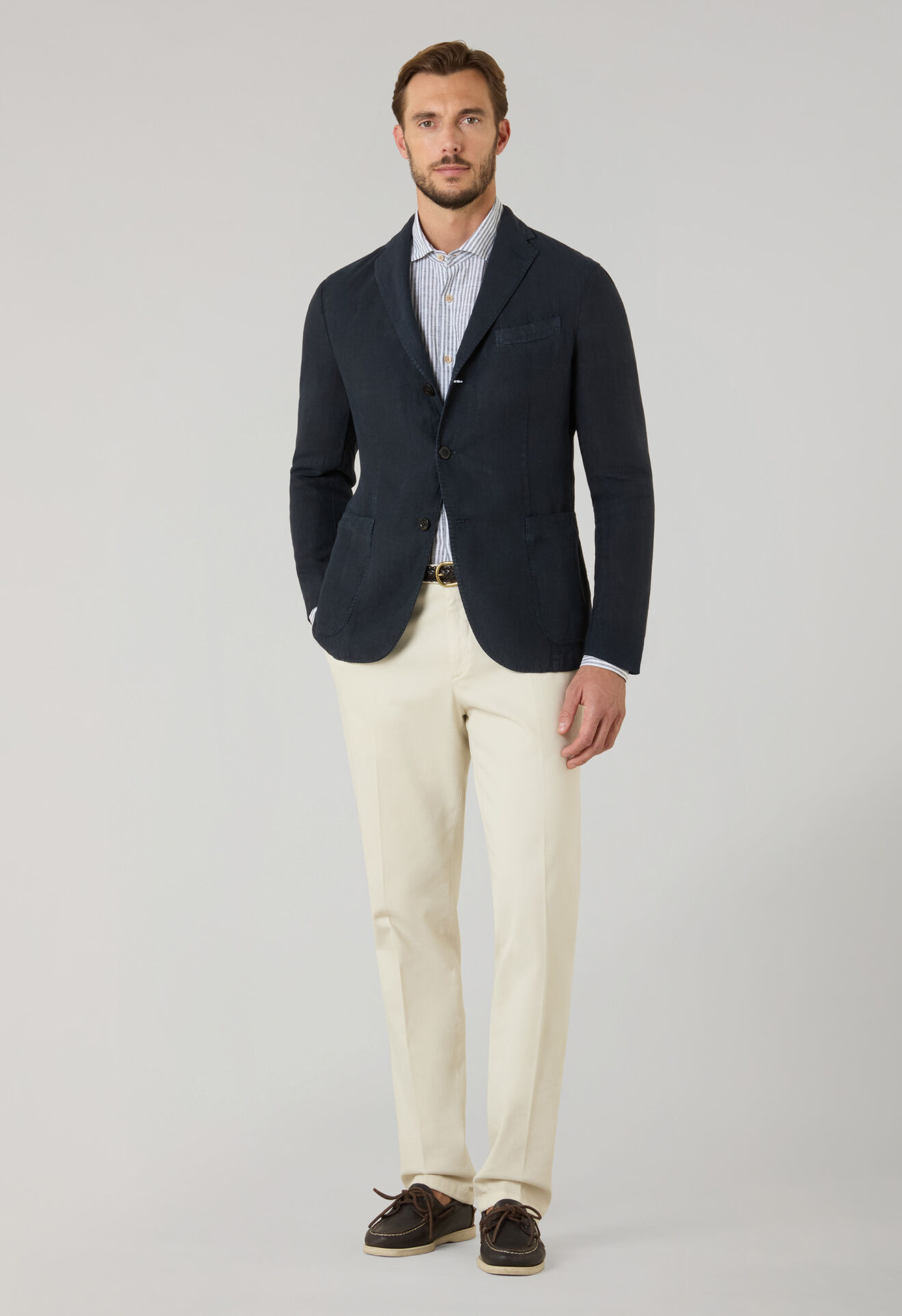 Boglioli Garment Dyed Linen K-Jacket Blue N2902QSA042600150R0784