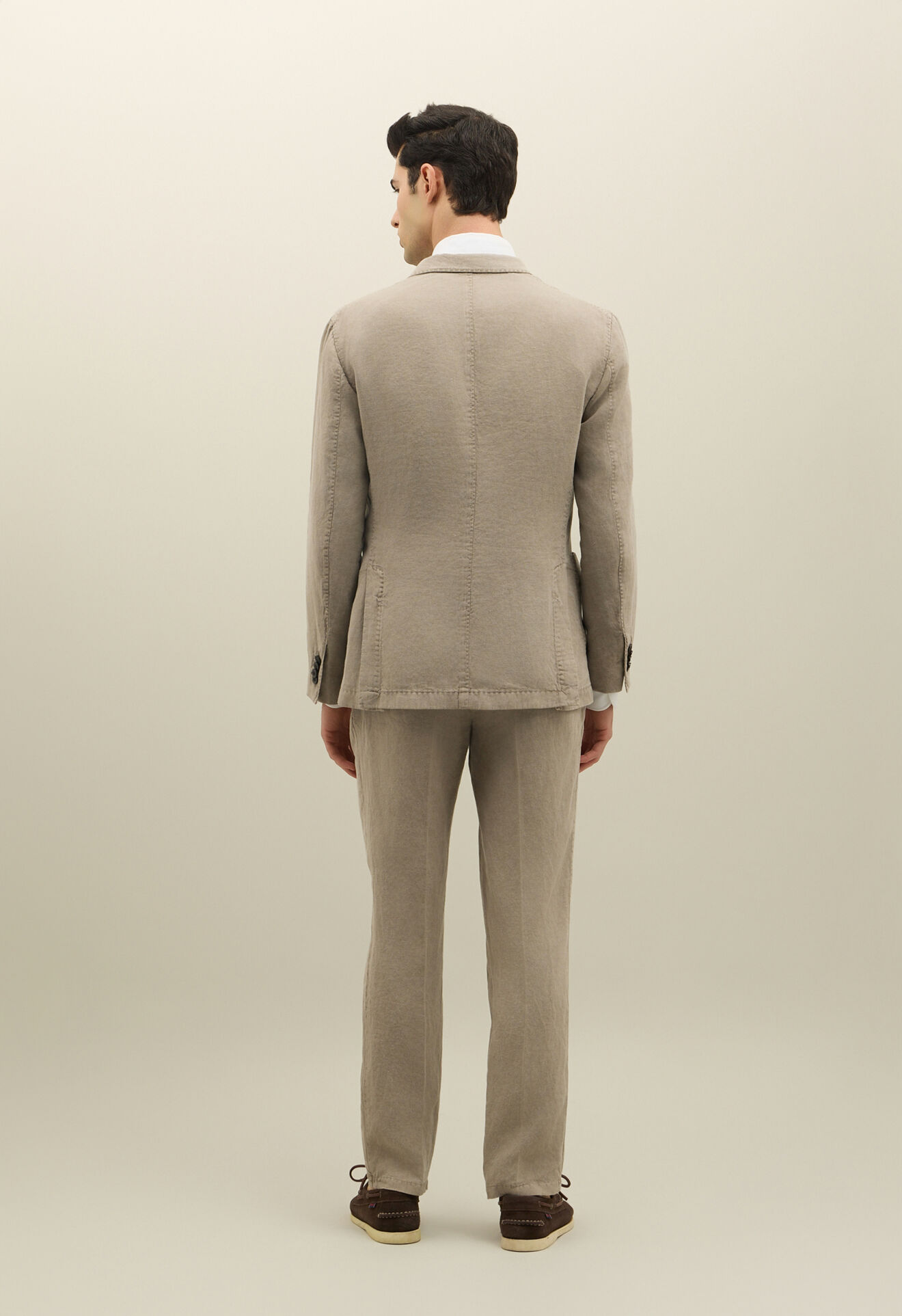 Boglioli Doppelreihiger K-Suit aus Leinen mit Tinto-Terra-Färbung Braun N43H2QSB5426001506RT401