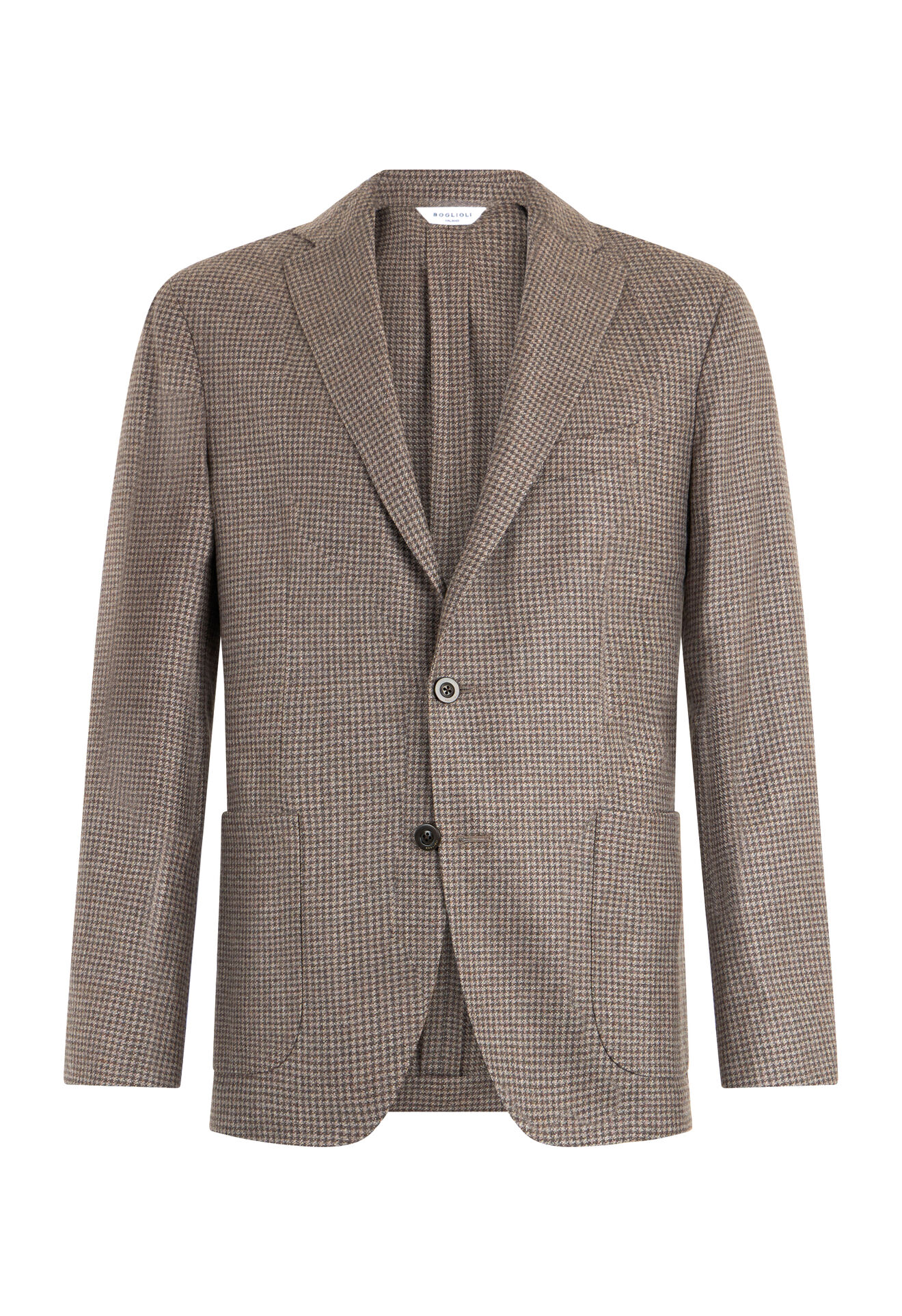 Boglioli Houndstooth Wool Silk blend K-Jacket Light brown N1302EFB502800150R0420
