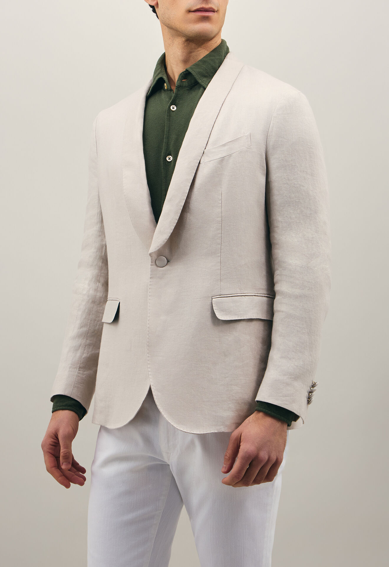 Boglioli High-Quality twill Linen K-Jacket Limewhite N8202EWSB411400150R0810