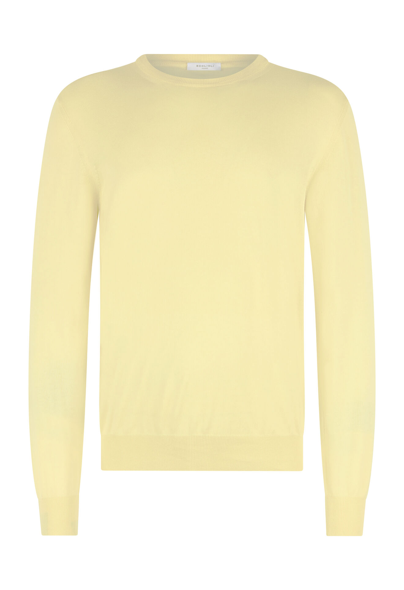 Boglioli Garment Dyed Cotton Crewneck Pastel Yellow 91391TSA0803001080354
