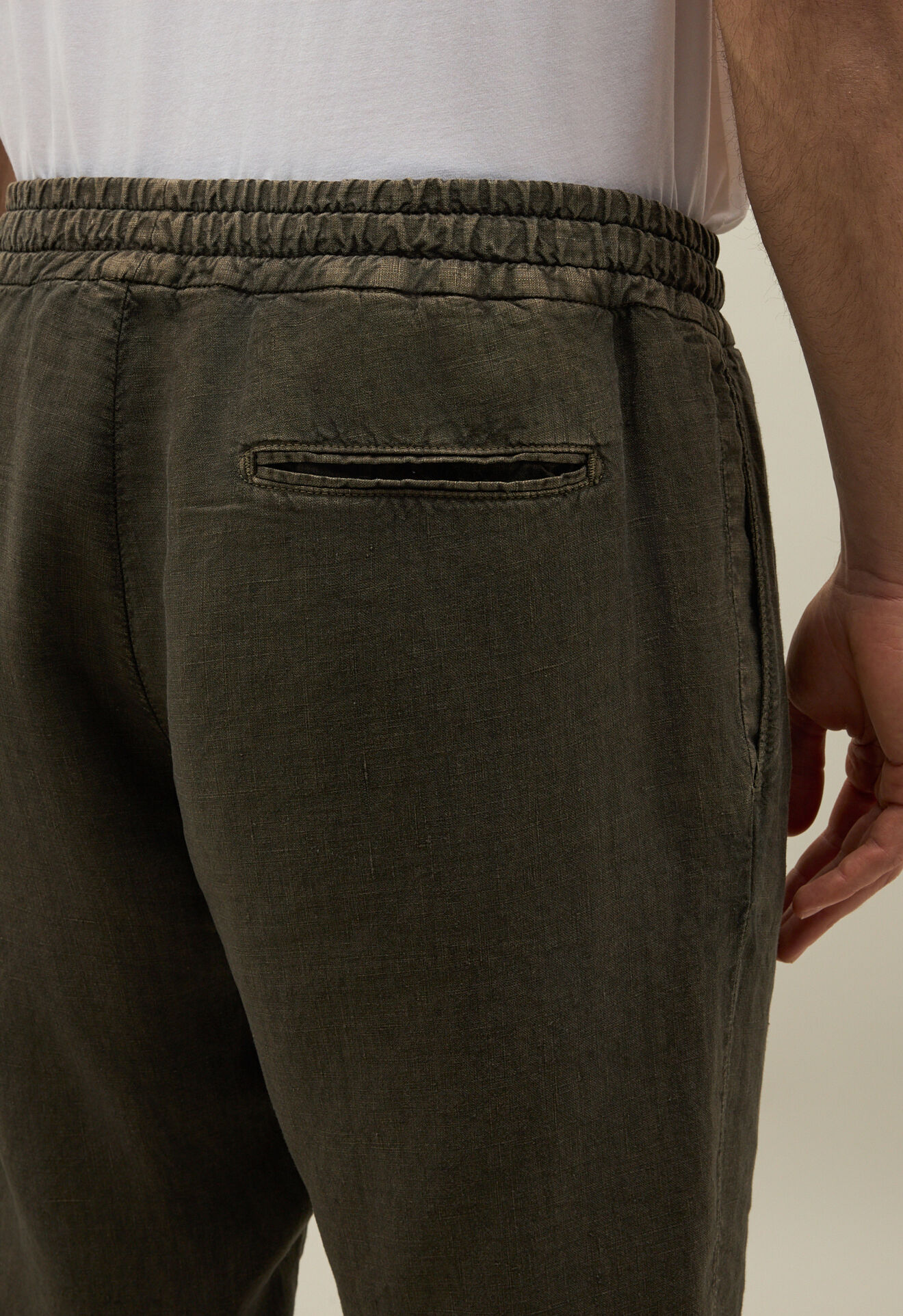 Boglioli Garment Dyed Linen comfort Trousers Moss 89895QSB5752001080585