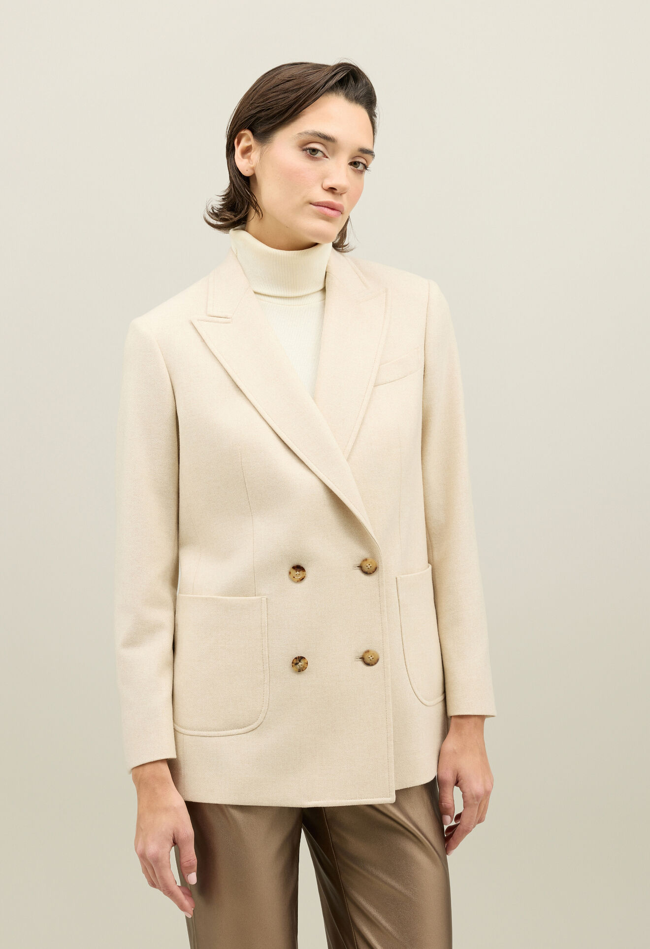 Boglioli Blended Wool Maia Blazer Light Beige ZD0333FB4942002D10160