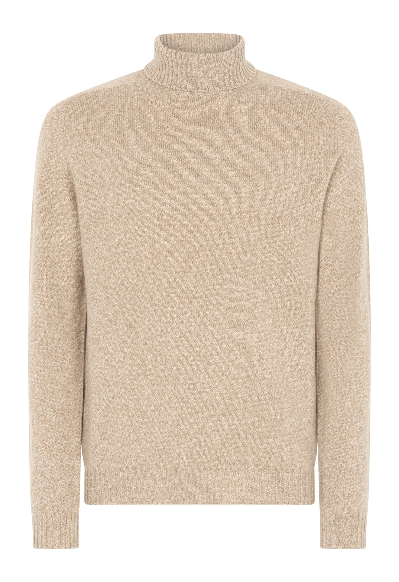 Boglioli Rollkragenpullover aus Wolle und Mouliné-Kaschmir Beige 91565FB5804001080260