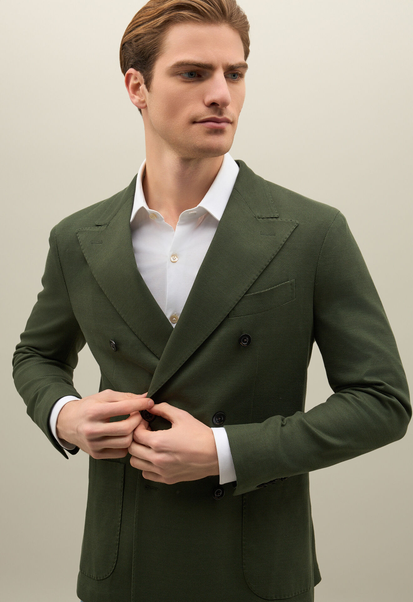 Boglioli Cotton Jersey double-breasted Dover Jacket Green X4302ESB502400123R0570