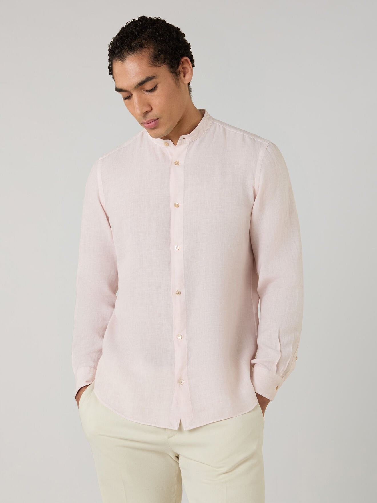 Boglioli Garment Dyed Linen Guru Shirt Light Pink Pastel 601TSB6850001080913