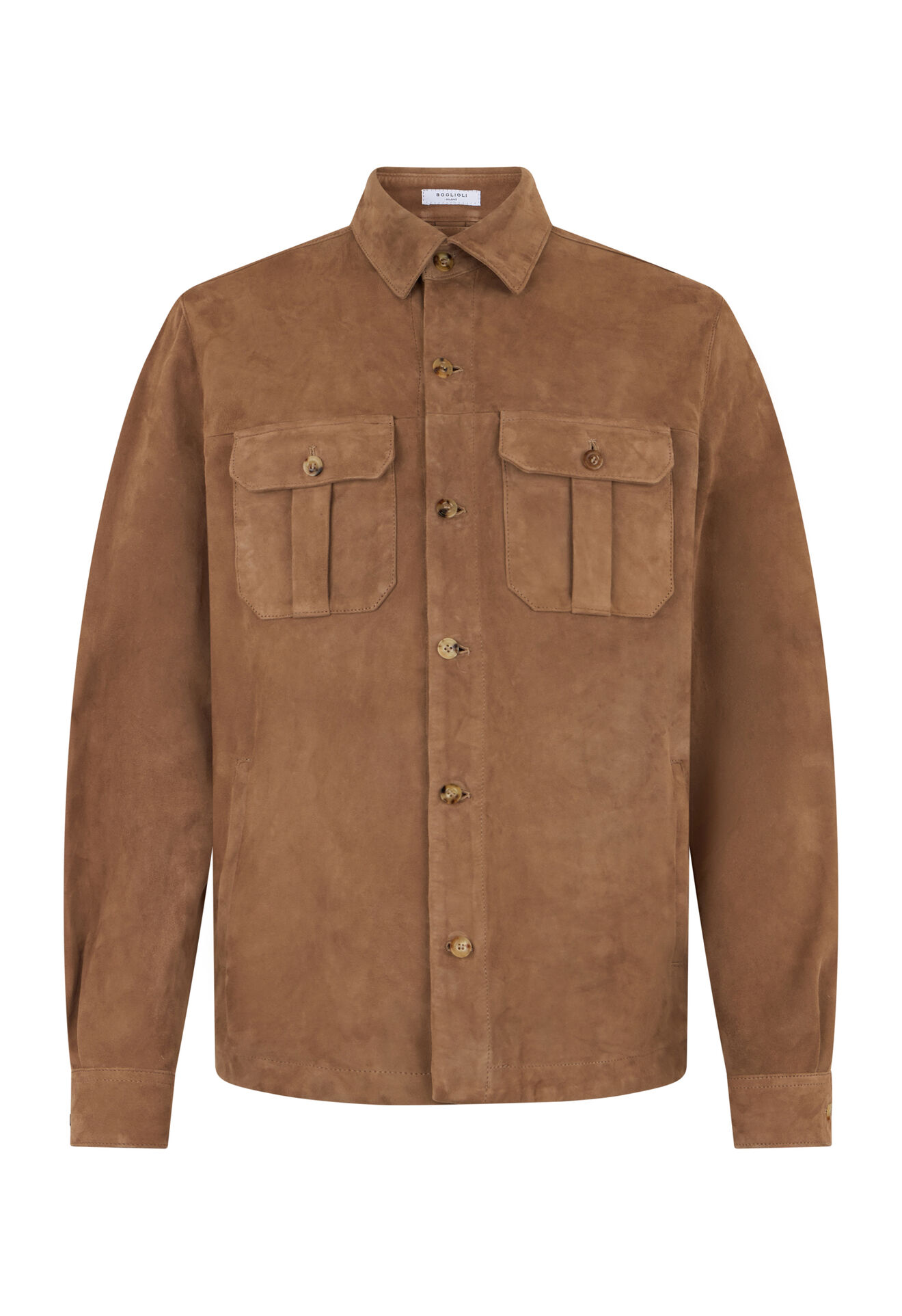 Boglioli Veloursleder-Overshirt Dunkel Beige OCP505SB5901001800250