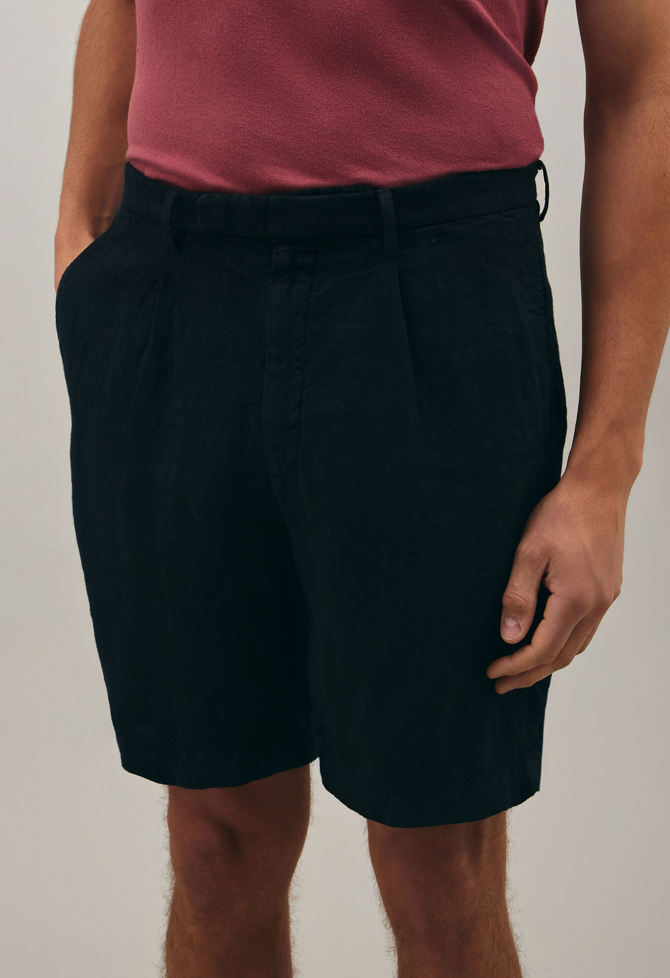 Boglioli Pleated Linen Shorts Blue 80905QSA0426001080793