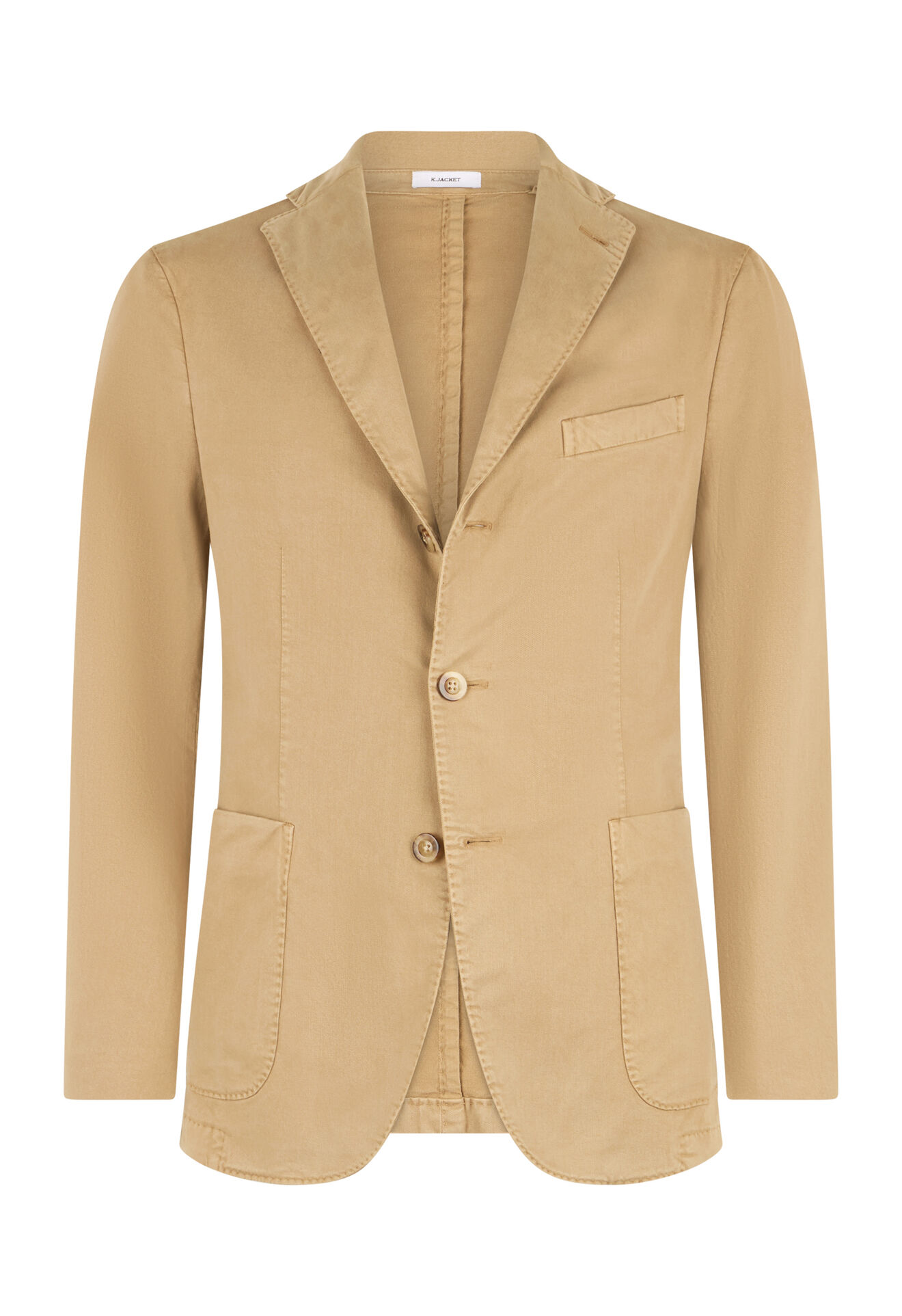 Boglioli St&uuml;ckgef&auml;rbtes K-Jacket aus Baumwolle und Tencel Hellbraun N2902QSB542500150R0315