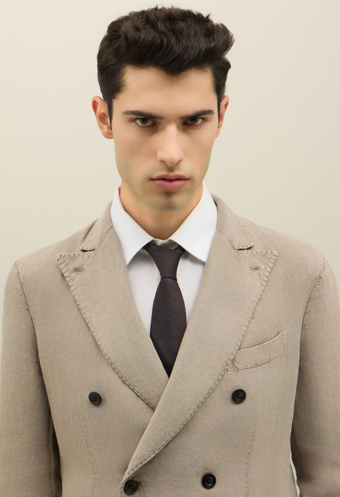 Boglioli Doppelreihiger K-Suit aus Leinen mit Tinto-Terra-Färbung Braun N43H2QSB5426001506RT401