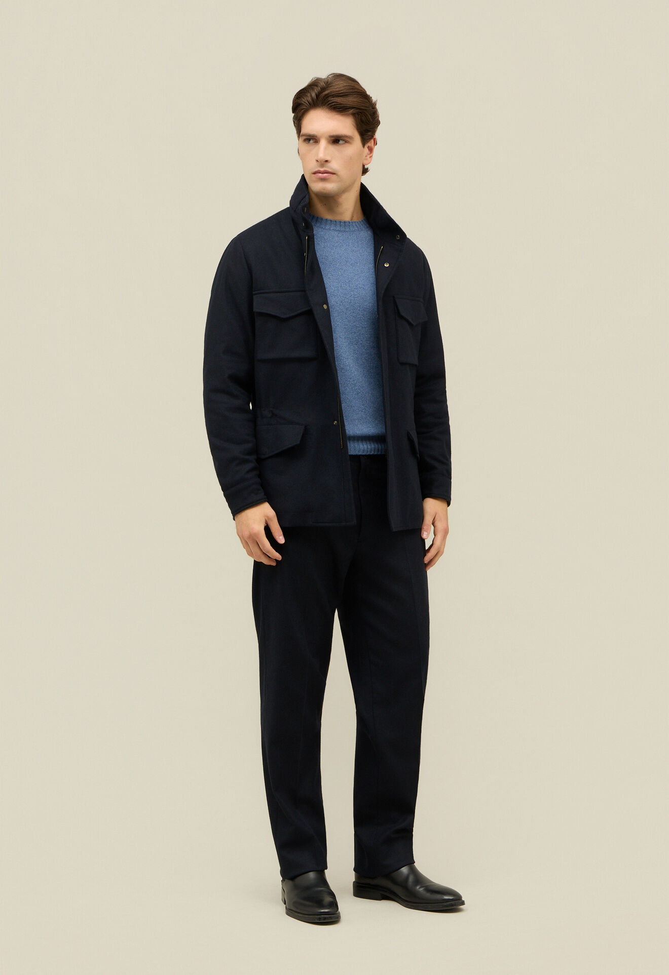 Boglioli Flannel Padded Field Jacket Blue OC0199FB5108001800790